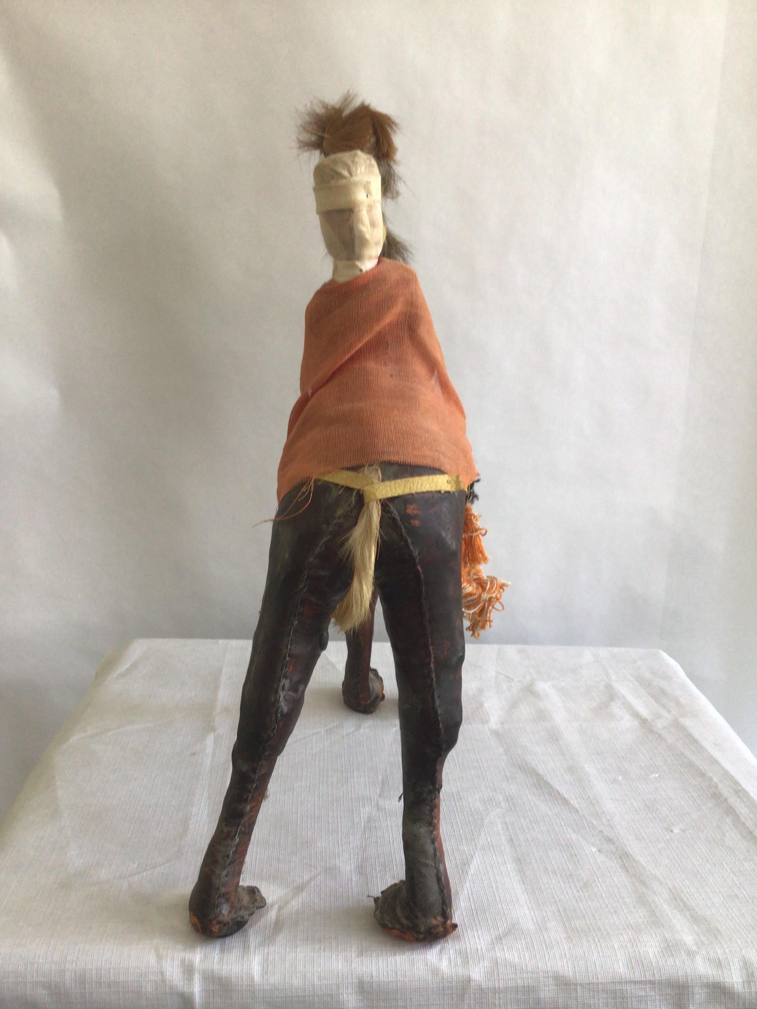 1960s Leather Camel With Rider In Good Condition For Sale In Tarrytown, NY