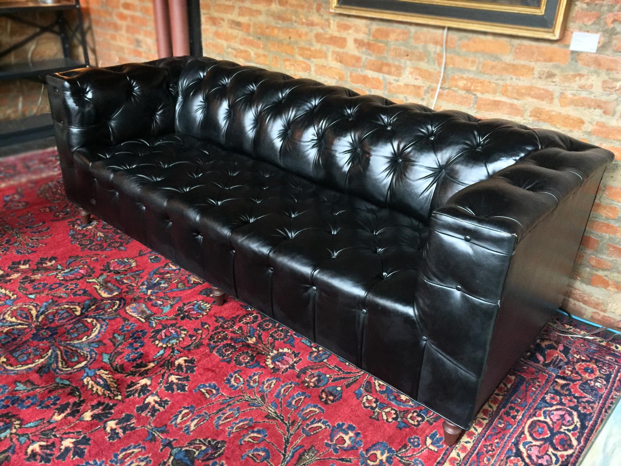 Mid-20th Century 1960s Leather Chesterfield Sofa in the Style of Edward Wormley