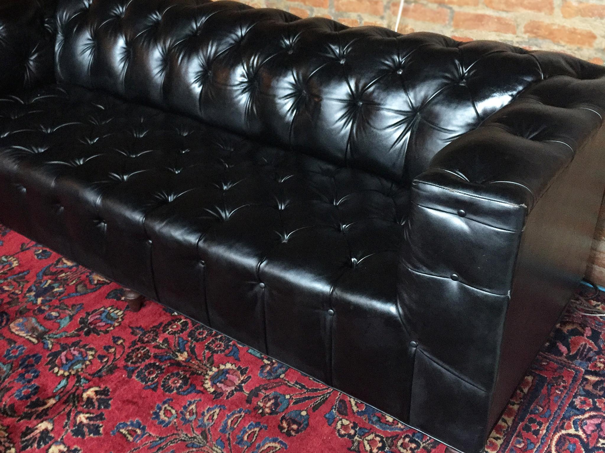 1960s Leather Chesterfield Sofa in the Style of Edward Wormley 1