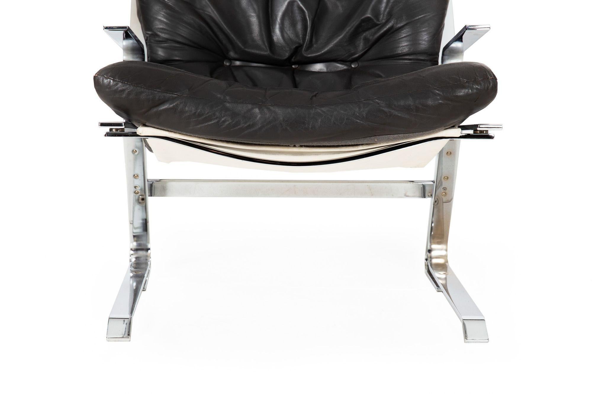 Fauteuil de salon pirate en cuir et chrome des années 1960, Elsa & Nordahl Solheim en vente 5