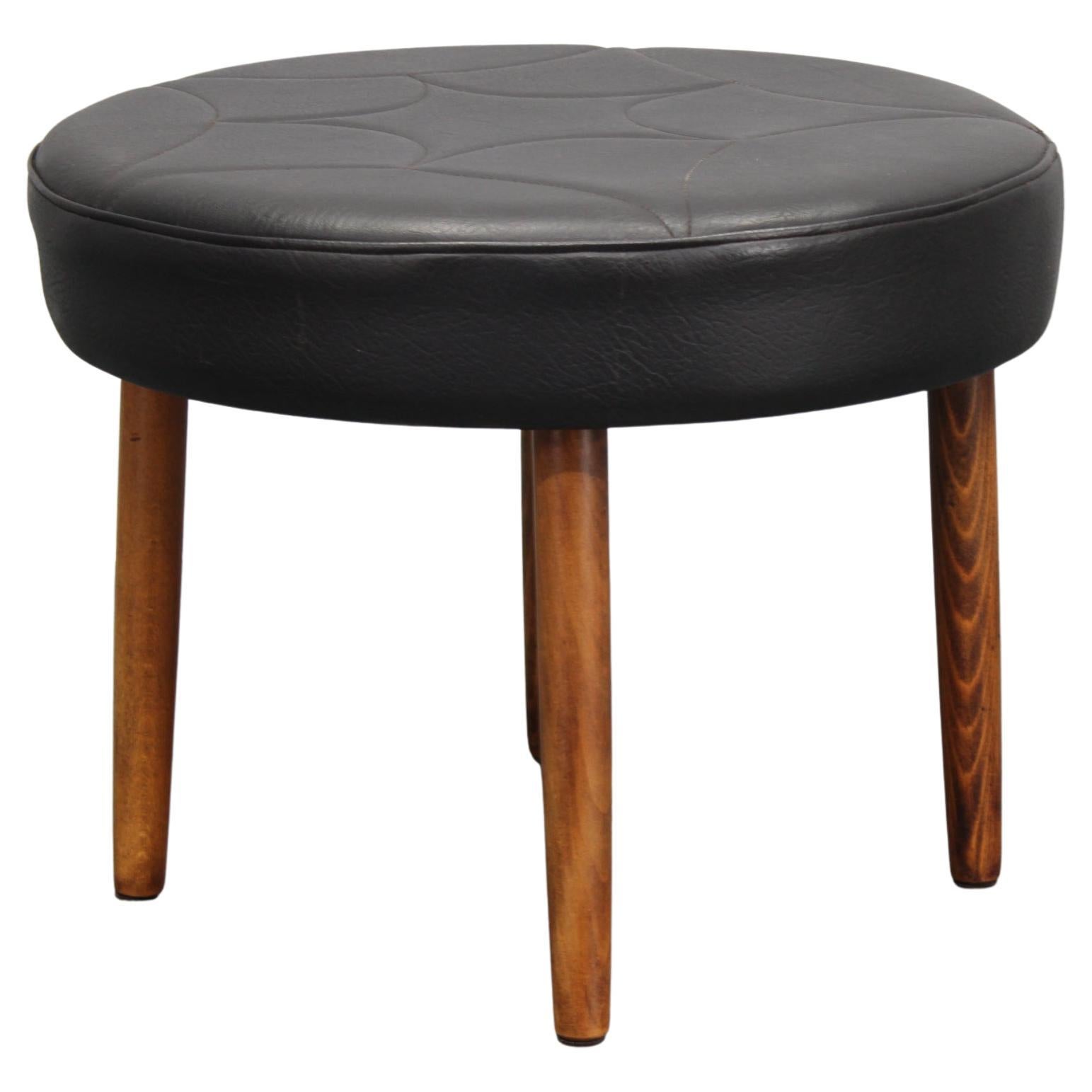 1960s Leather Danish Stool
