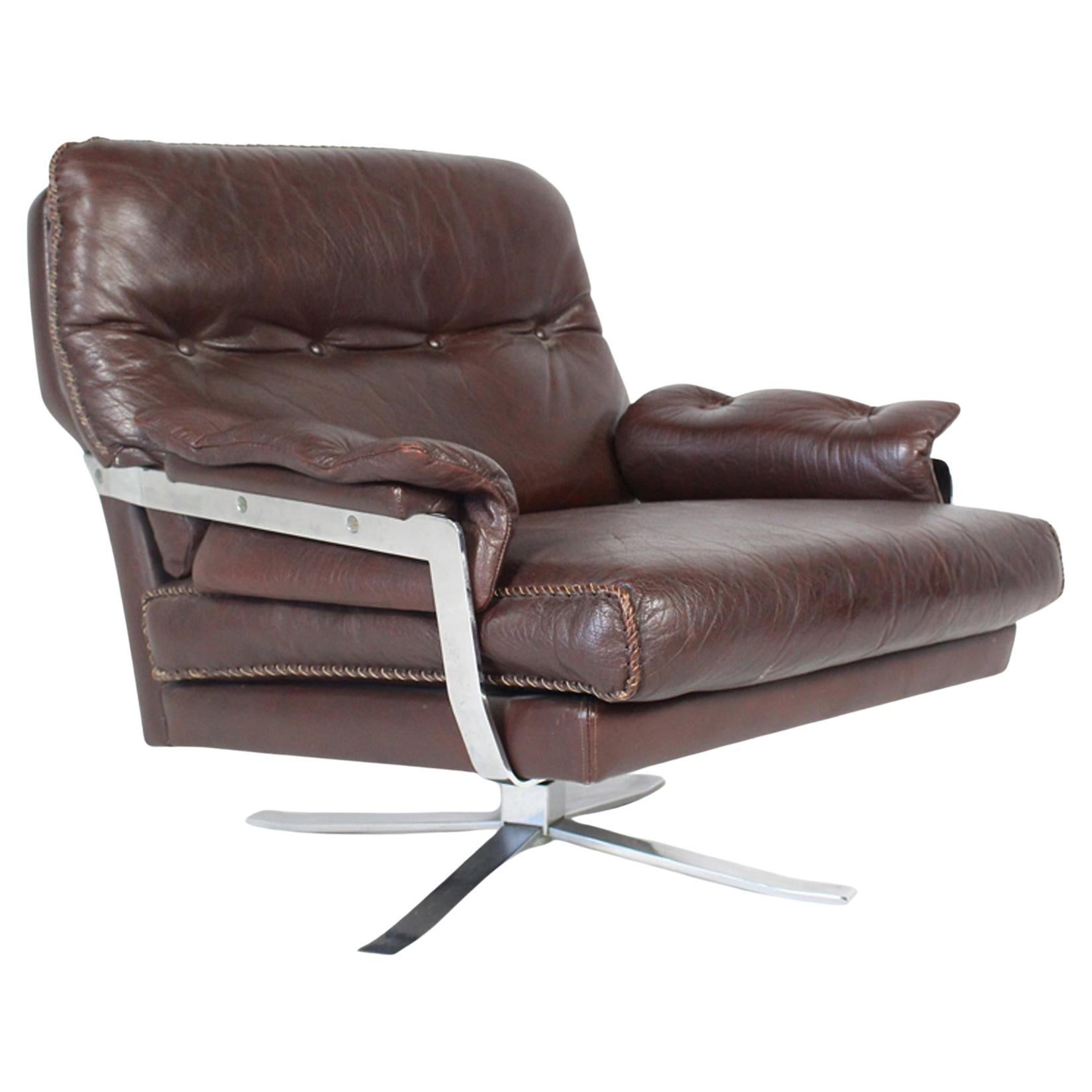 1960s Leather Loung Chair by Arne Norell for Vatne
