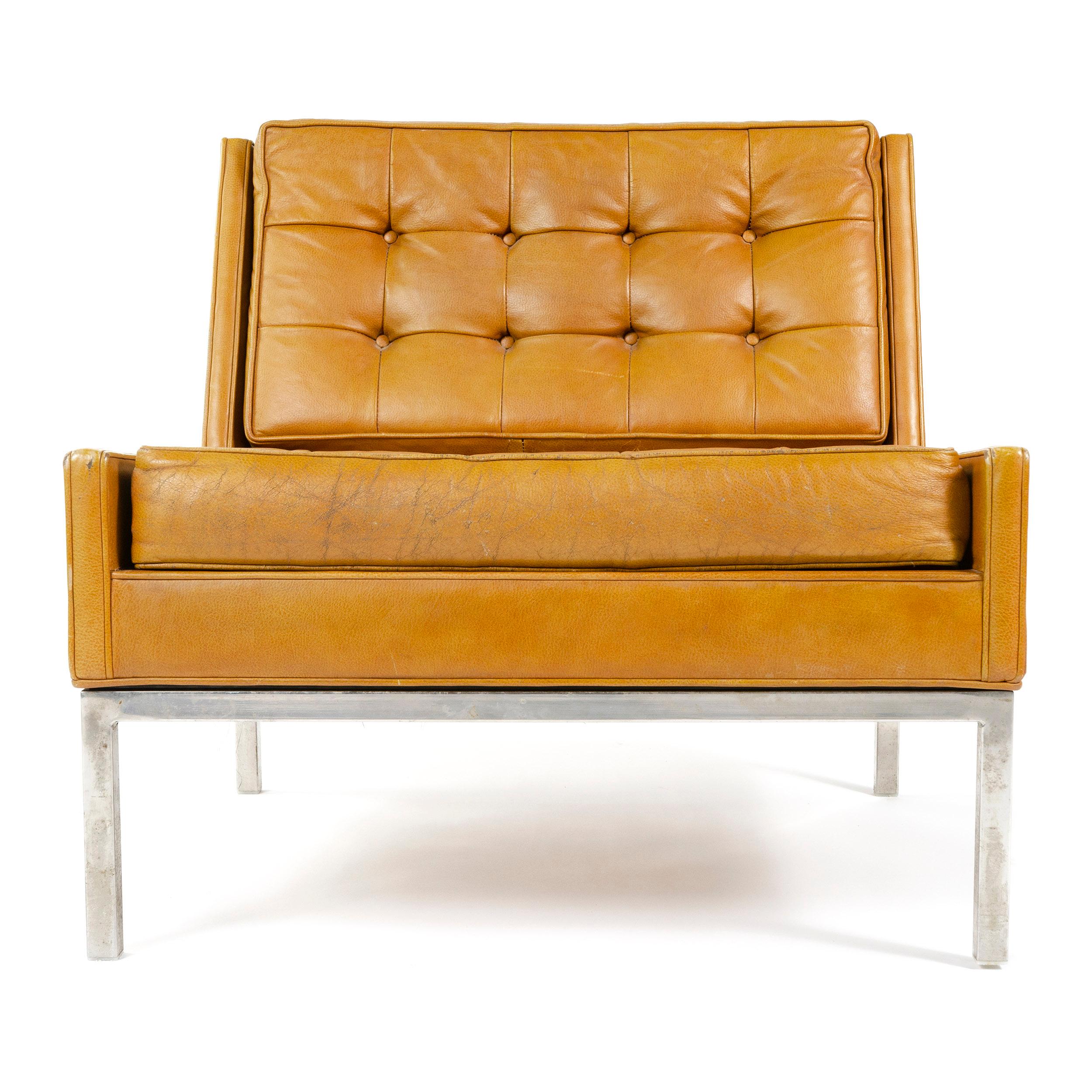 Mid-Century Modern 1960s Leather Lounge Chair by Edward Wormley for Dunbar