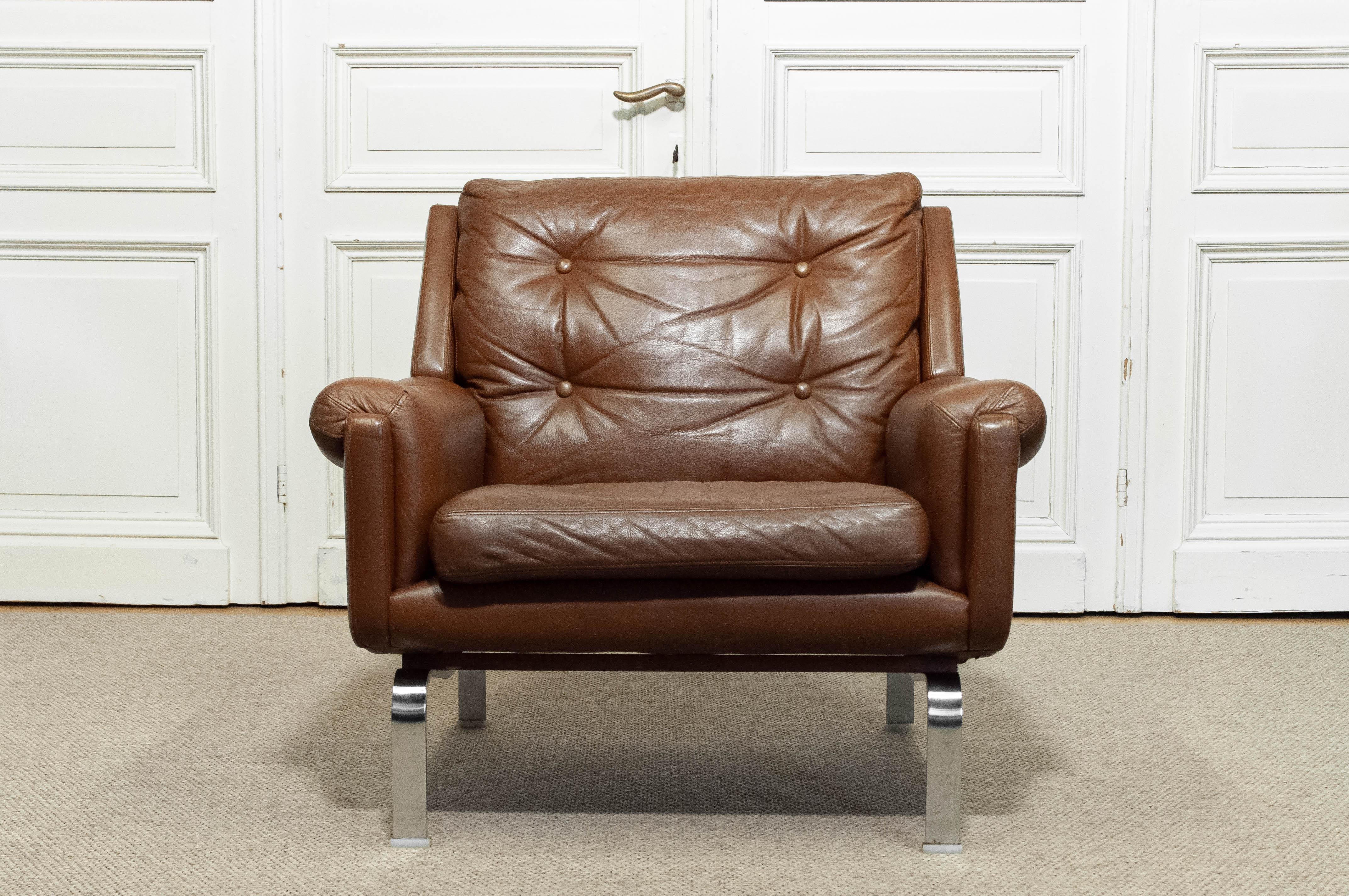 1960s Leather Lounge Chair von OPE Möbler Schweden im Angebot 4