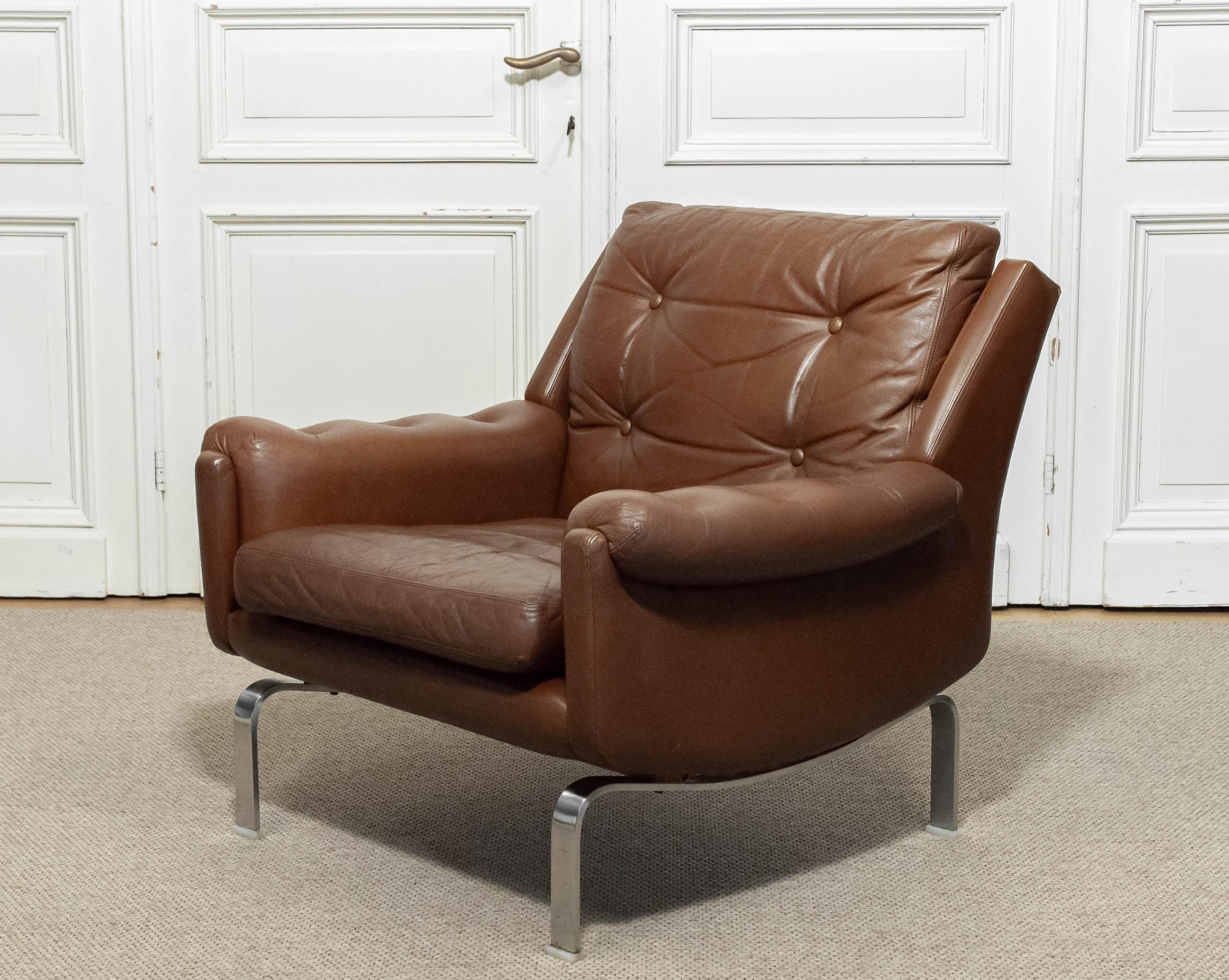 1960s Leather Lounge Chair von OPE Möbler Schweden (Leder) im Angebot