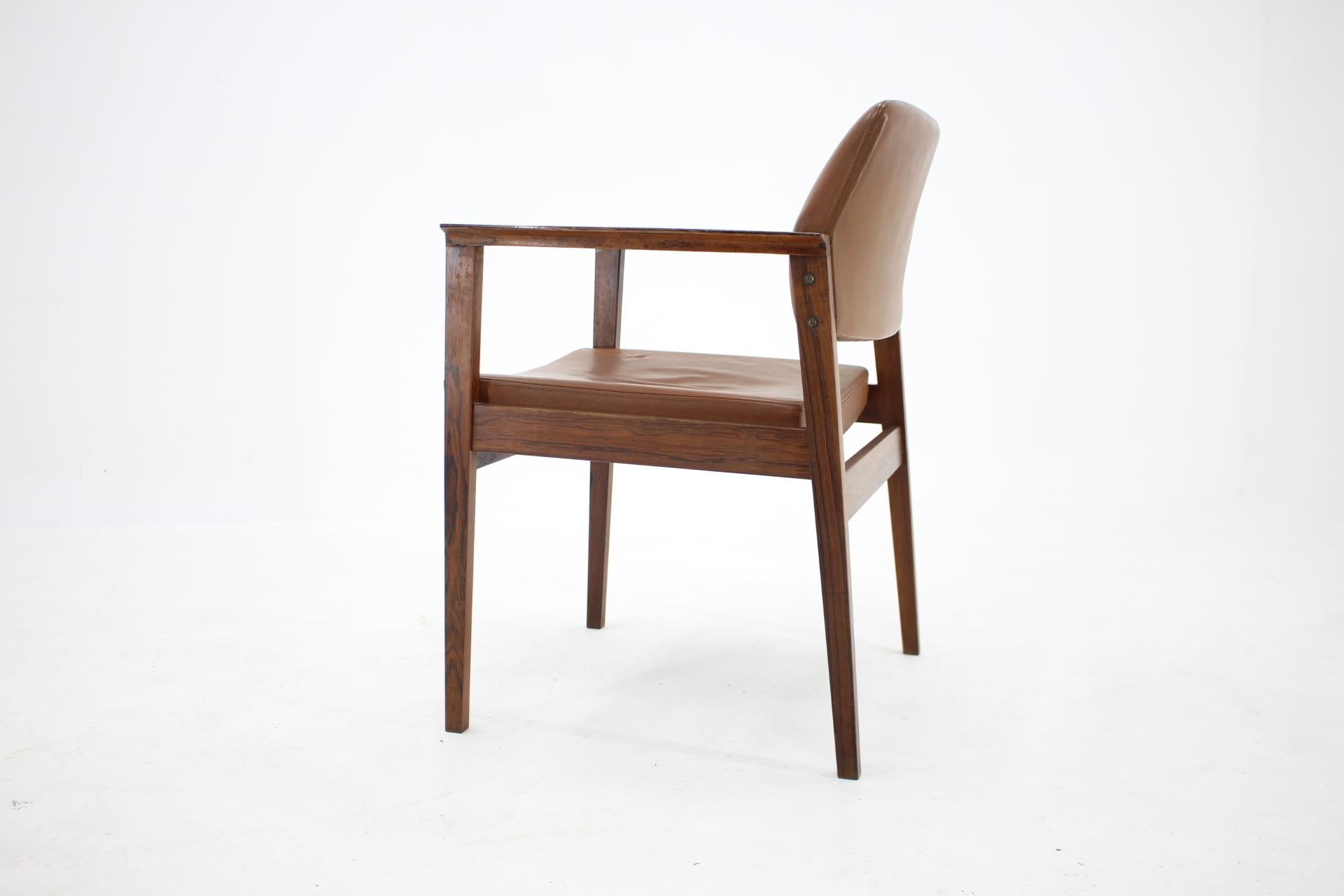 Mid-Century Modern 1960s Leather Palisander Side or Desk Chair, Denmark For Sale