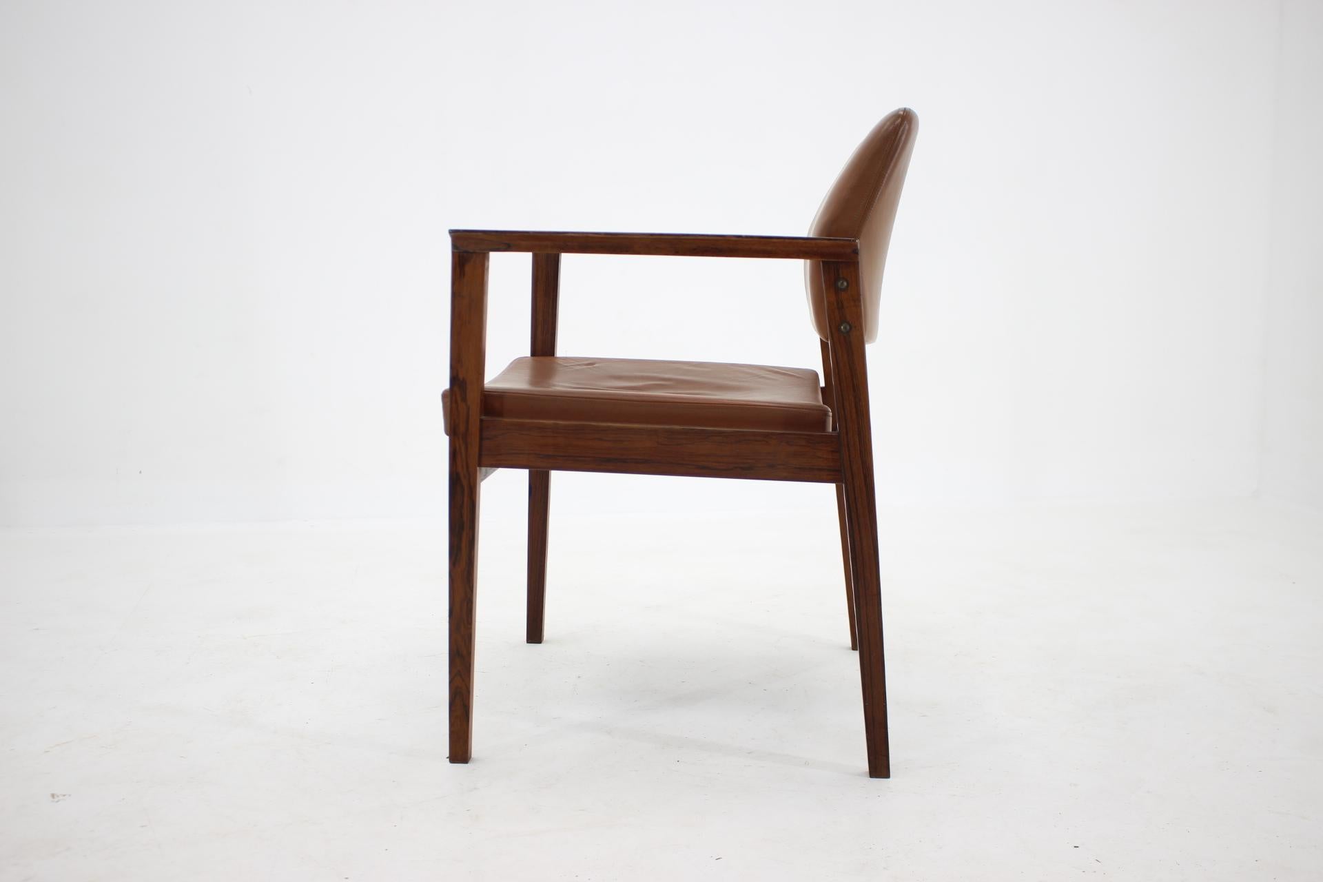 Danish 1960s Leather Palisander Side or Desk Chair, Denmark For Sale