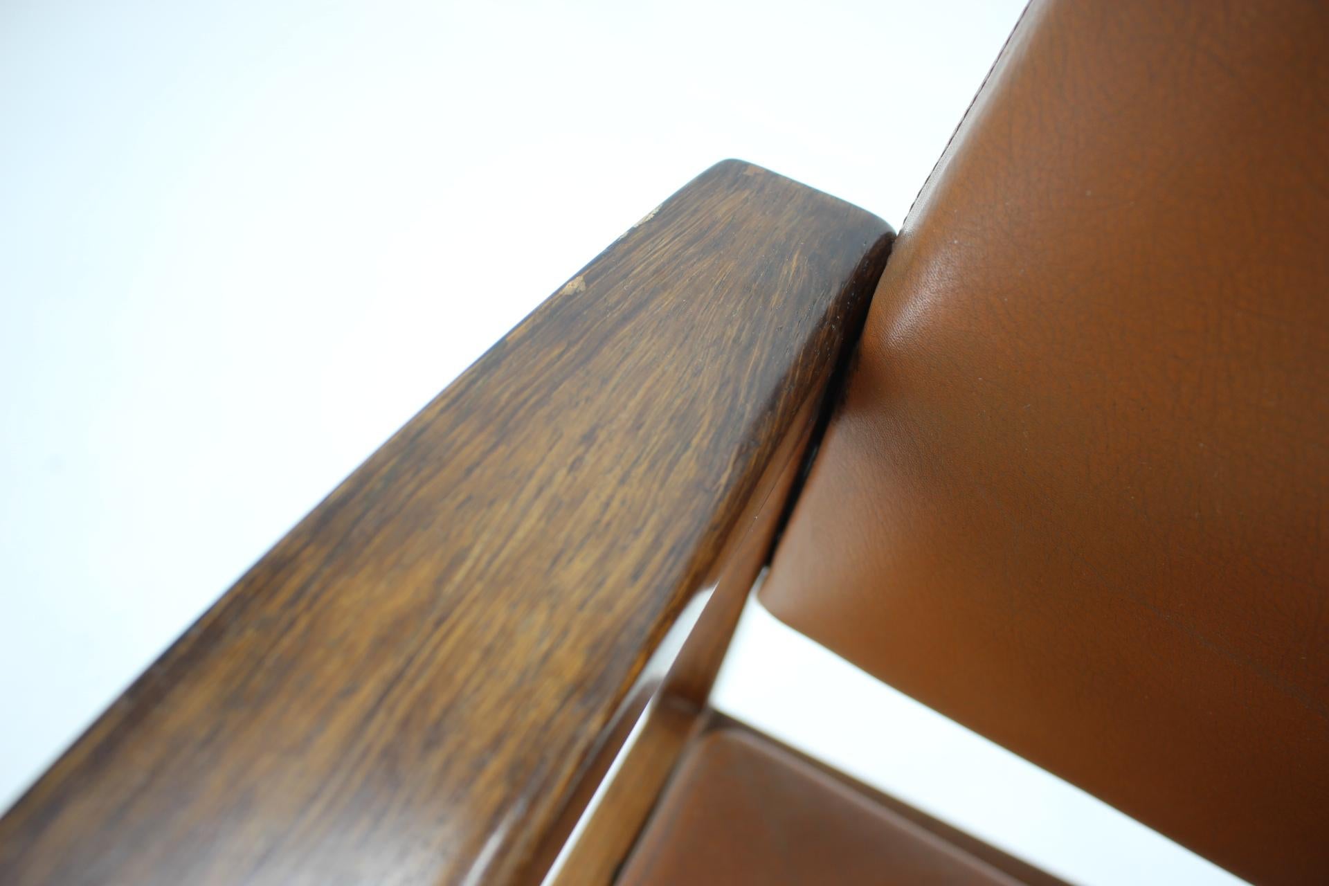 1960s Leather Palisander Side or Desk Chair, Denmark In Good Condition For Sale In Praha, CZ