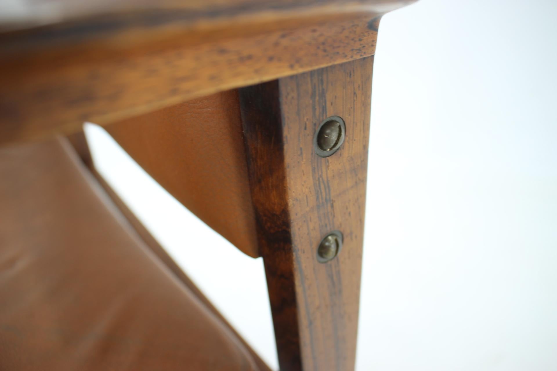 Chrome 1960s Leather Palisander Side or Desk Chair, Denmark For Sale