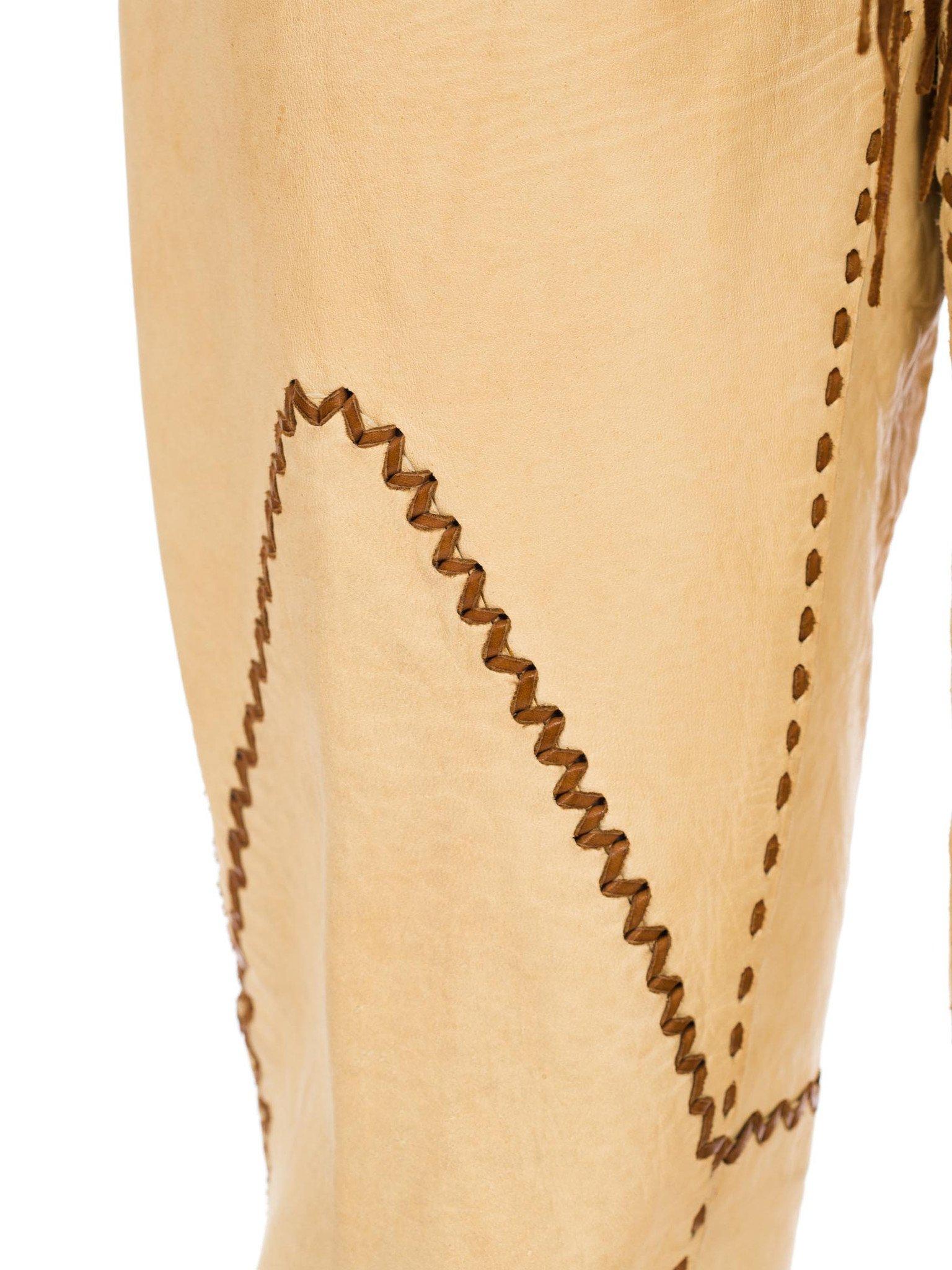 1960S Tan Leather Western Whipstitch Pants 2