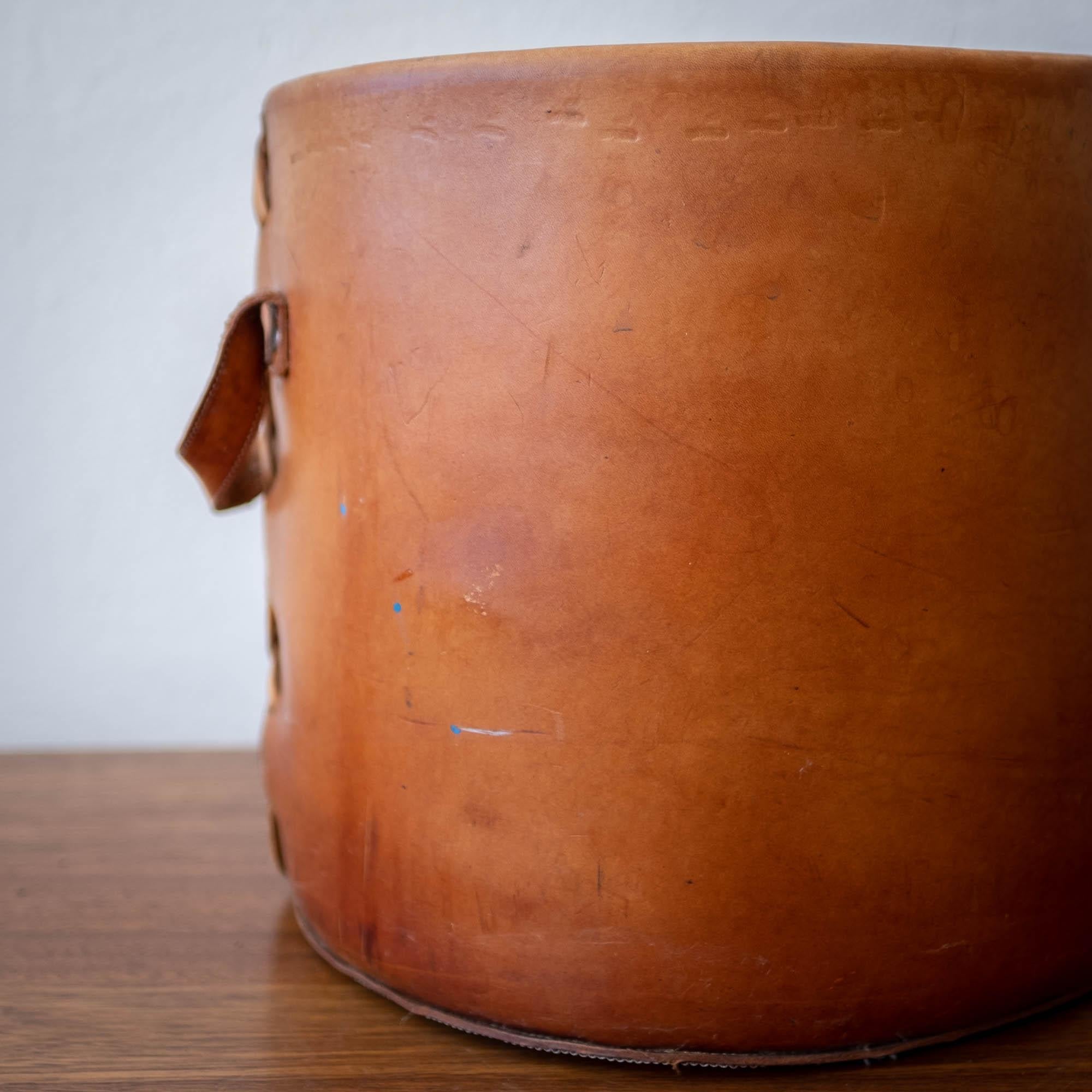 1960s Leather Planter or Waste Basket 1