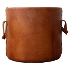 1960s Leather Planter or Waste Basket