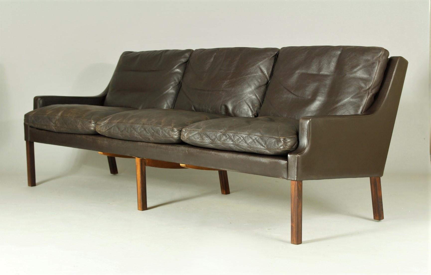 Danish 1960s Leather Sofa by Rud Thygesen for AS Vejen Polstermøbelfabrik, Denmark