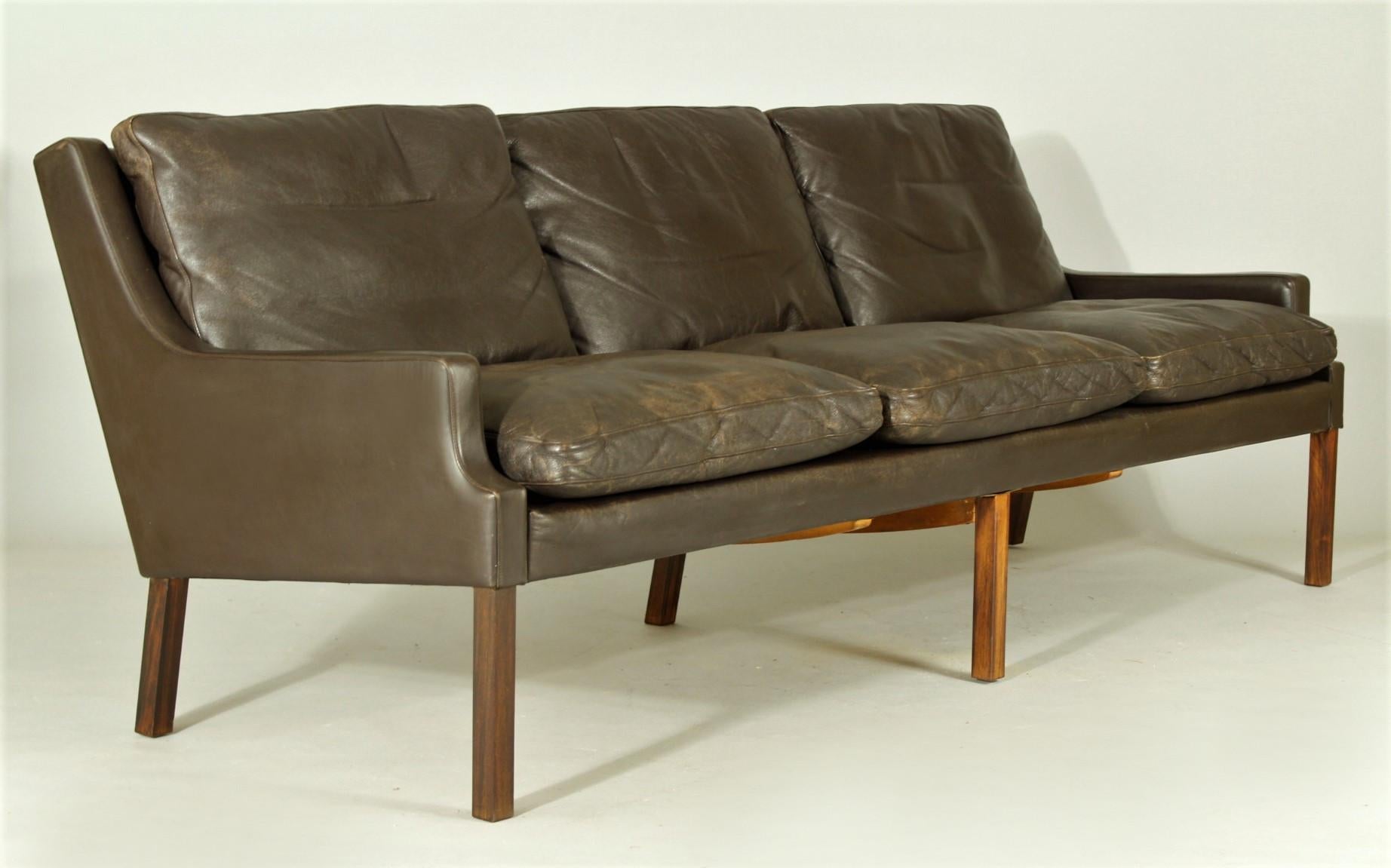 20th Century 1960s Leather Sofa by Rud Thygesen for AS Vejen Polstermøbelfabrik, Denmark