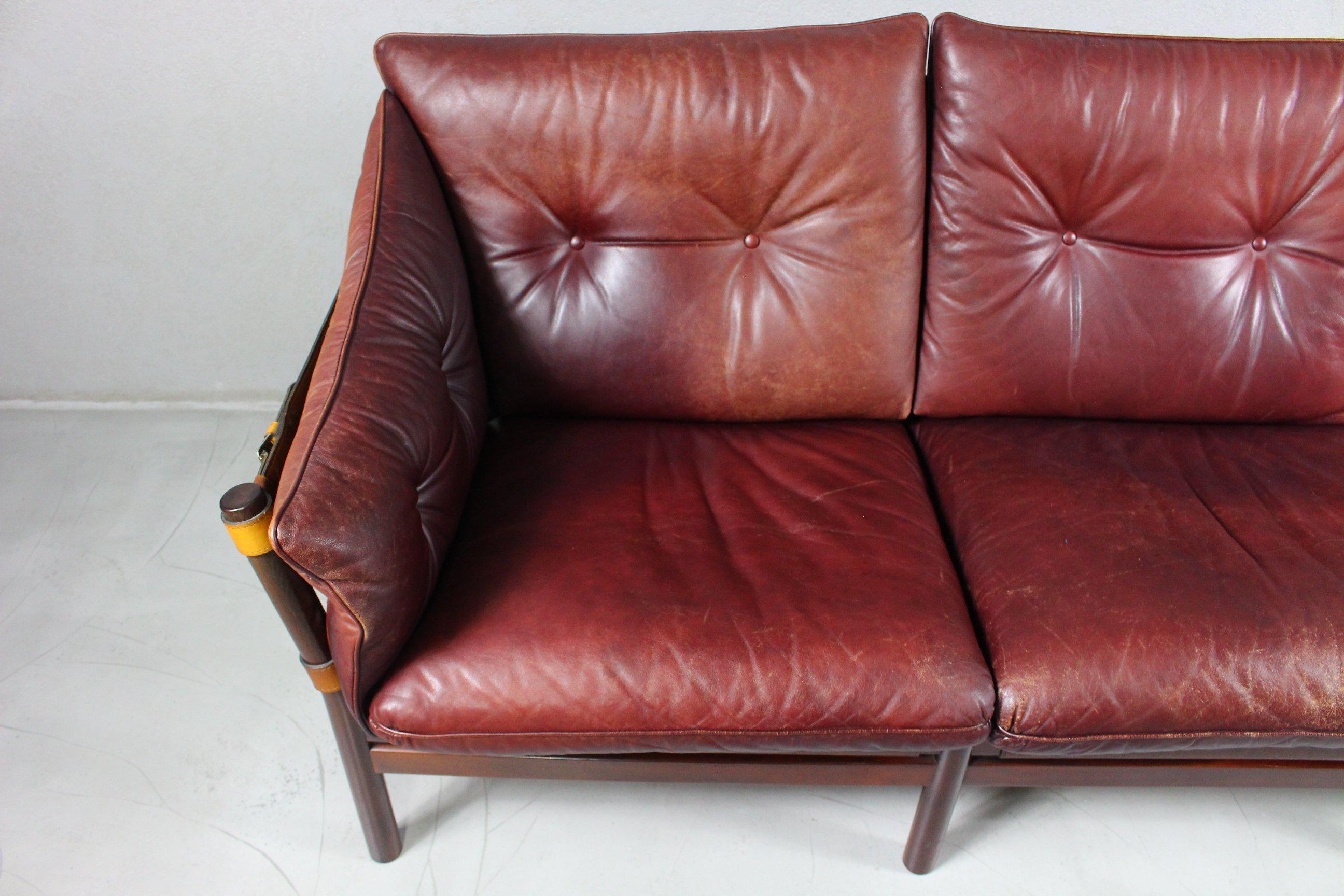 Swedish 1960s Leather Sofa Ilona by Arne Norell 'Attributed', Aneby Møbler