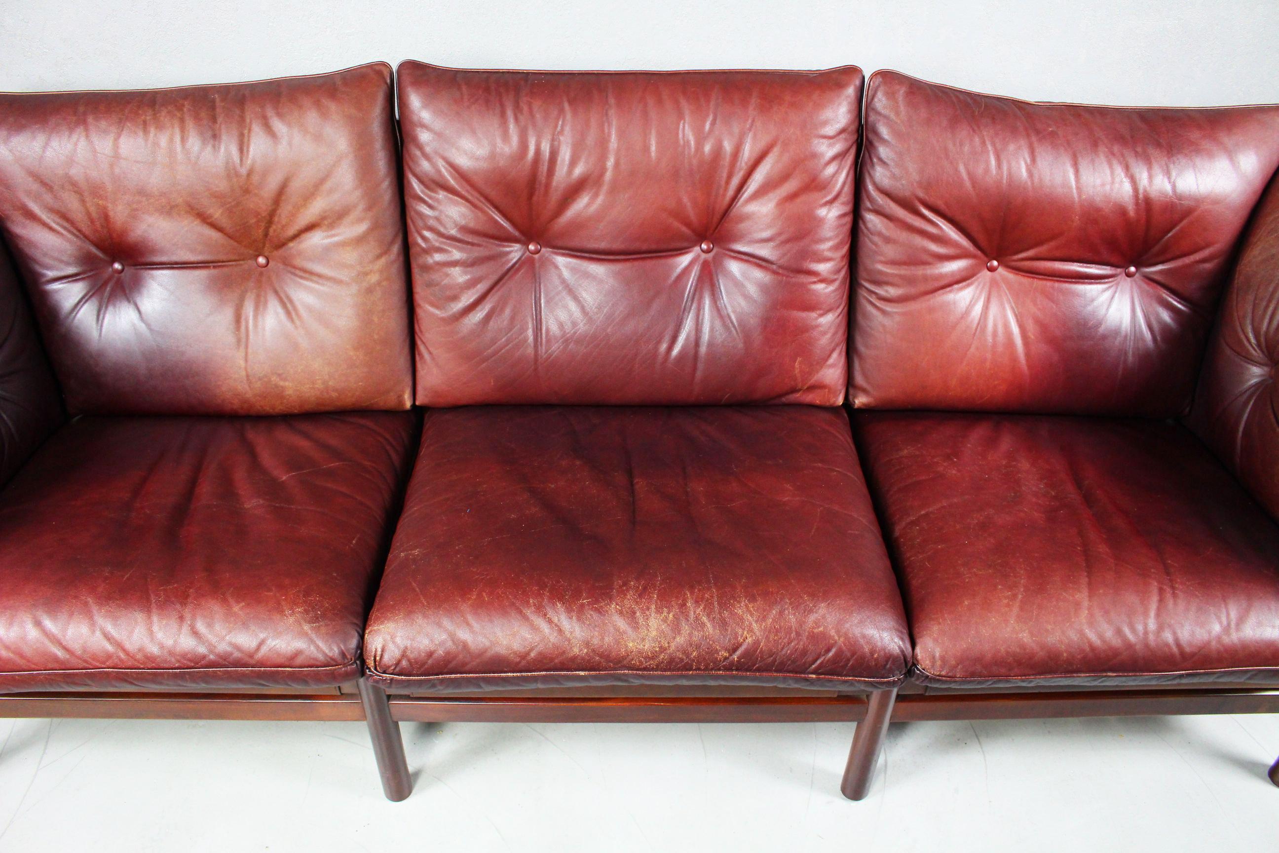 1960s Leather Sofa Ilona by Arne Norell 'Attributed', Aneby Møbler In Good Condition In ŚWINOUJŚCIE, 32