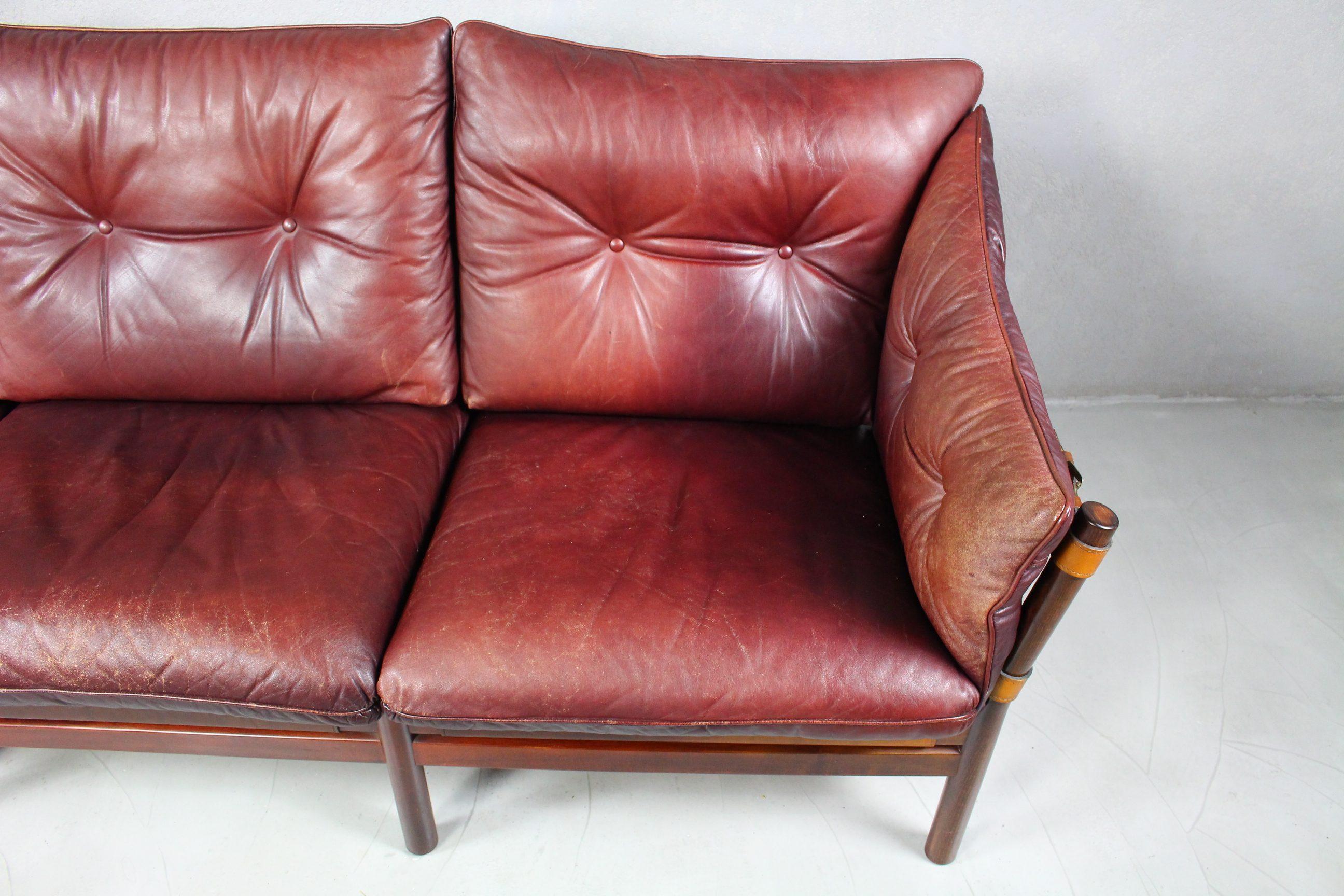 Mid-20th Century 1960s Leather Sofa Ilona by Arne Norell 'Attributed', Aneby Møbler