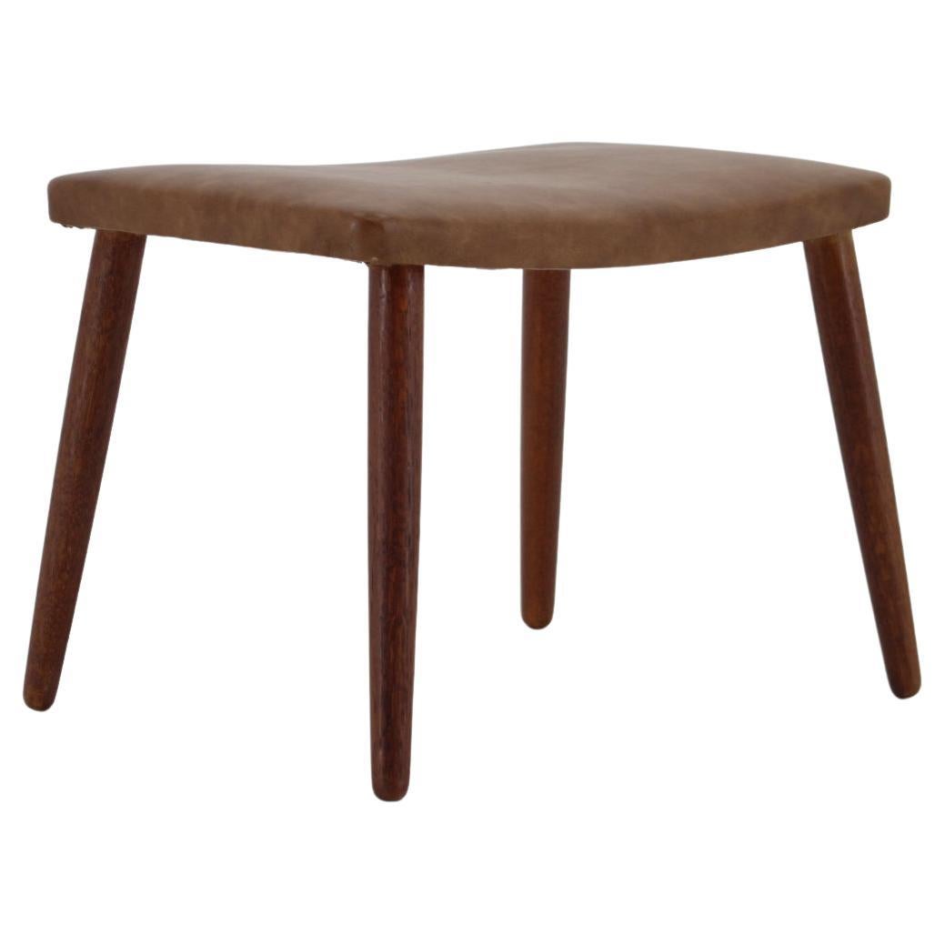 1960s Leather Stool, Denmark For Sale