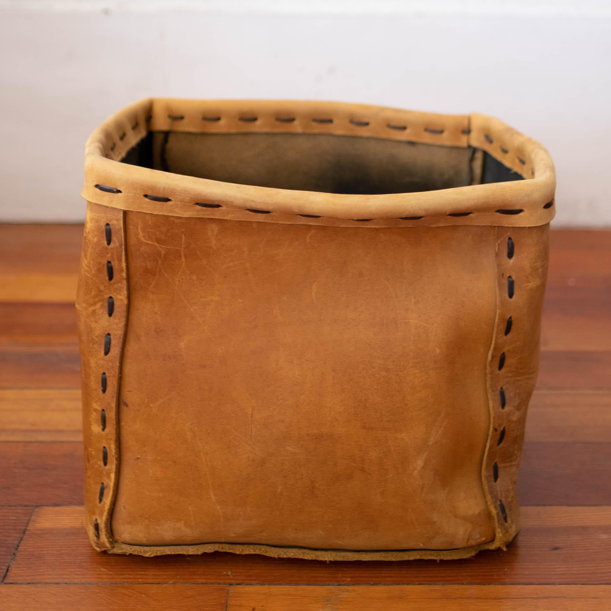 1960s Leather Waste Basket 2