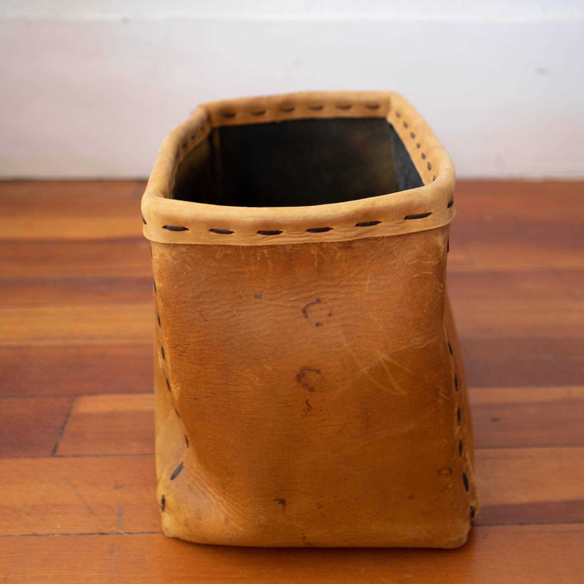 1960s Leather Waste Basket In Good Condition In San Diego, CA
