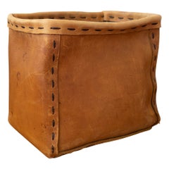 1960s Leather Waste Basket