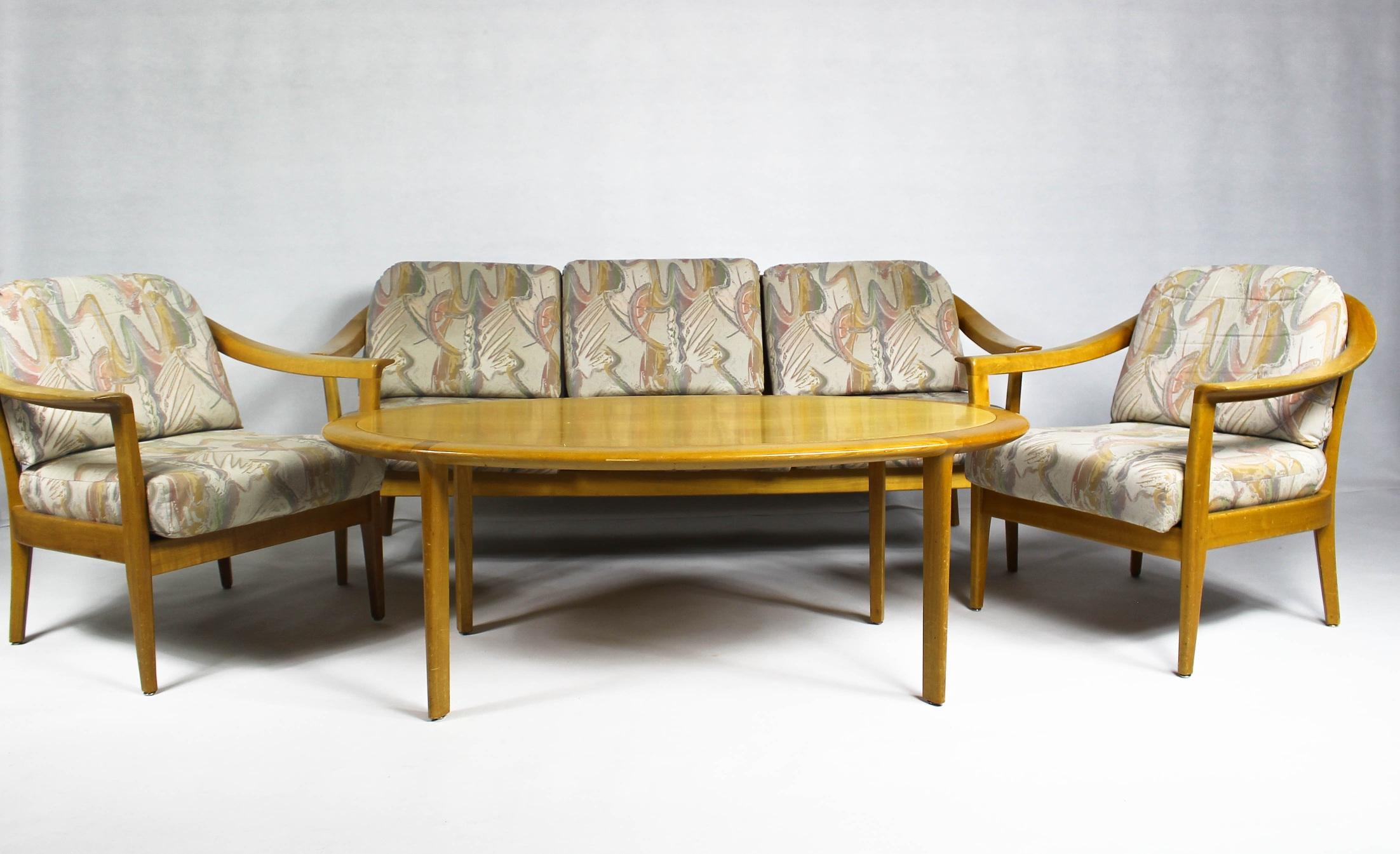 Scandinavian Modern 1960s Leaving Room Set, Sofa & Armchairs by Knoll For Sale