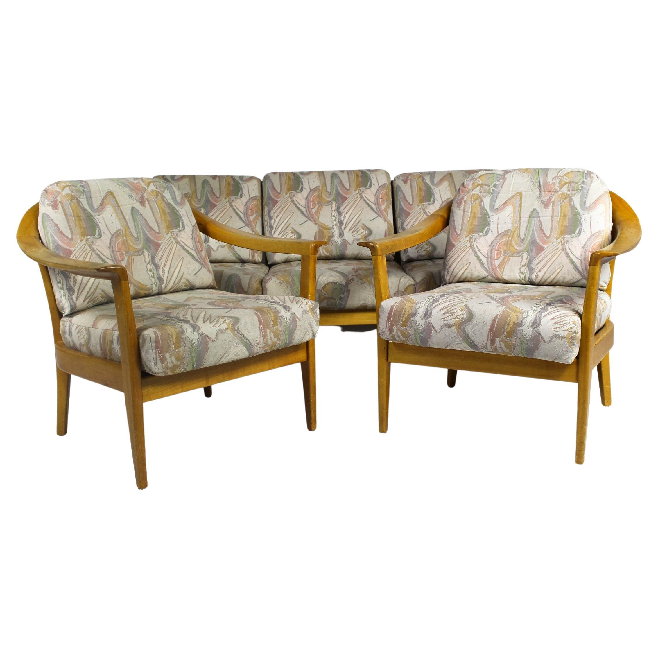 Lederzimmer-Set, Sofa und Sessel von Knoll aus den 1960er Jahren