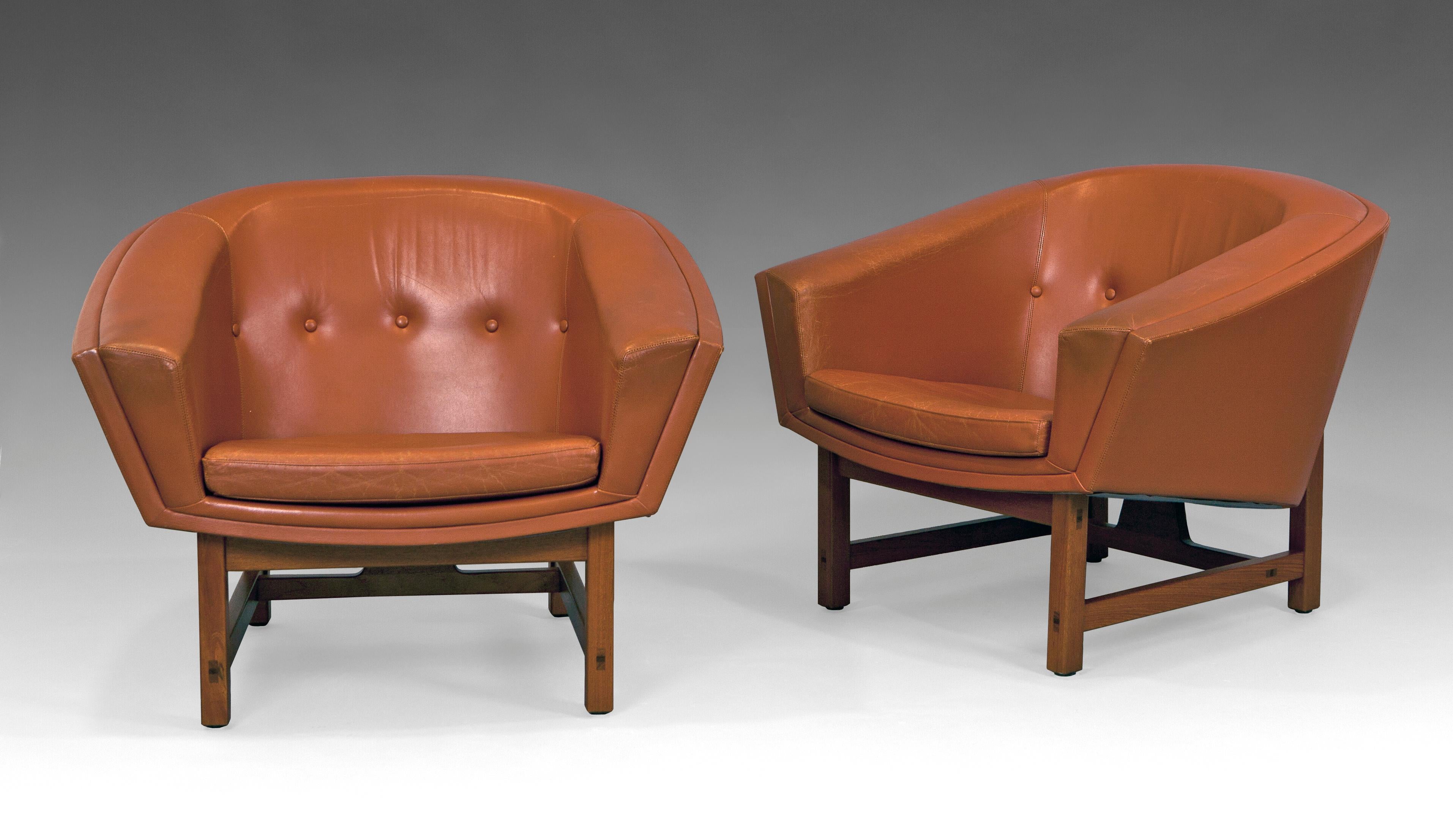 Mid-Century Modern Mid century modern Lennart Bender ''corona'' Armchairs in Leather For Sale