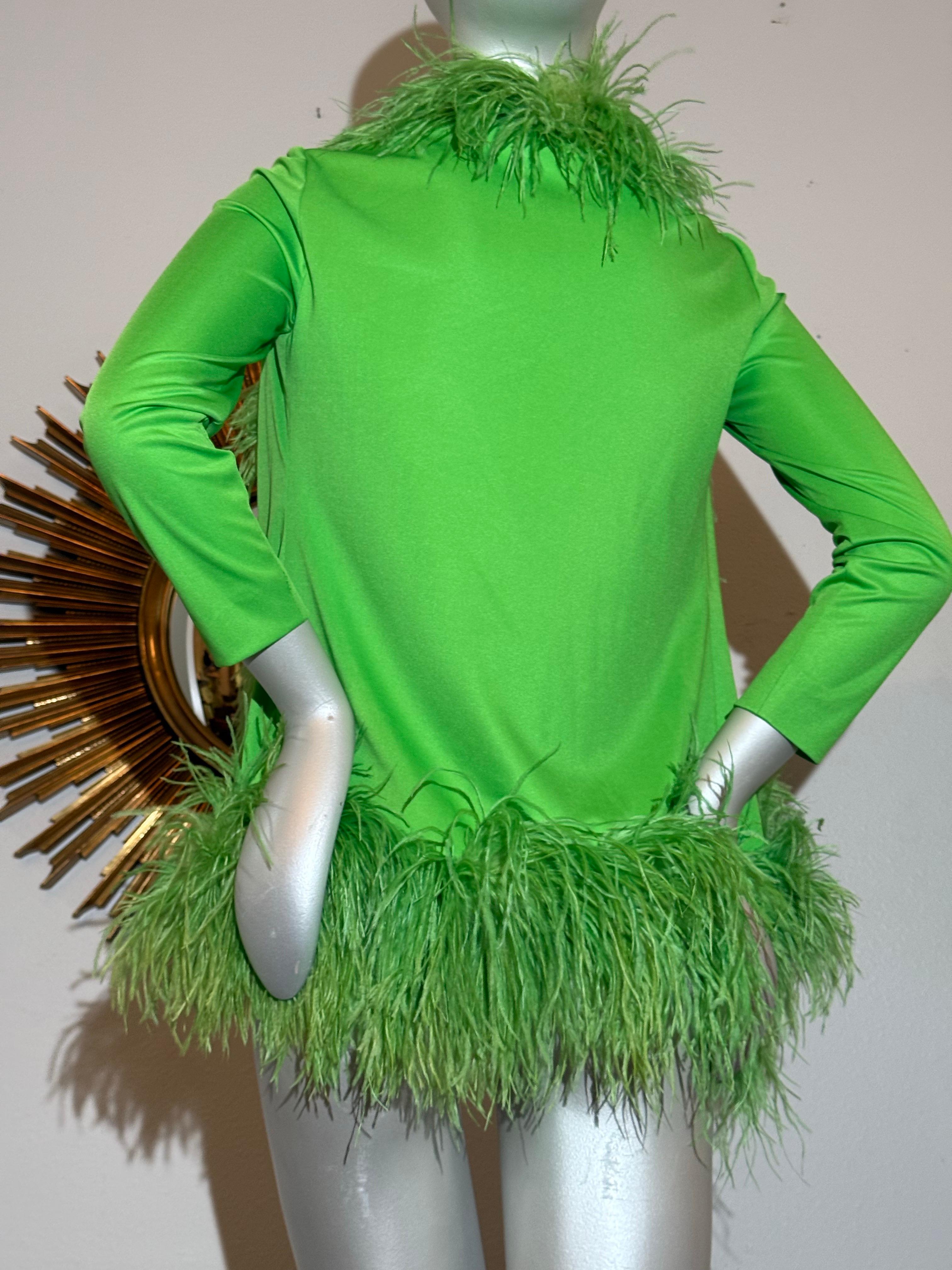 Leo Narducci, anni '60, giacca in maglia Greene & Greene, con rifiniture in piume di struzzo. in vendita 6