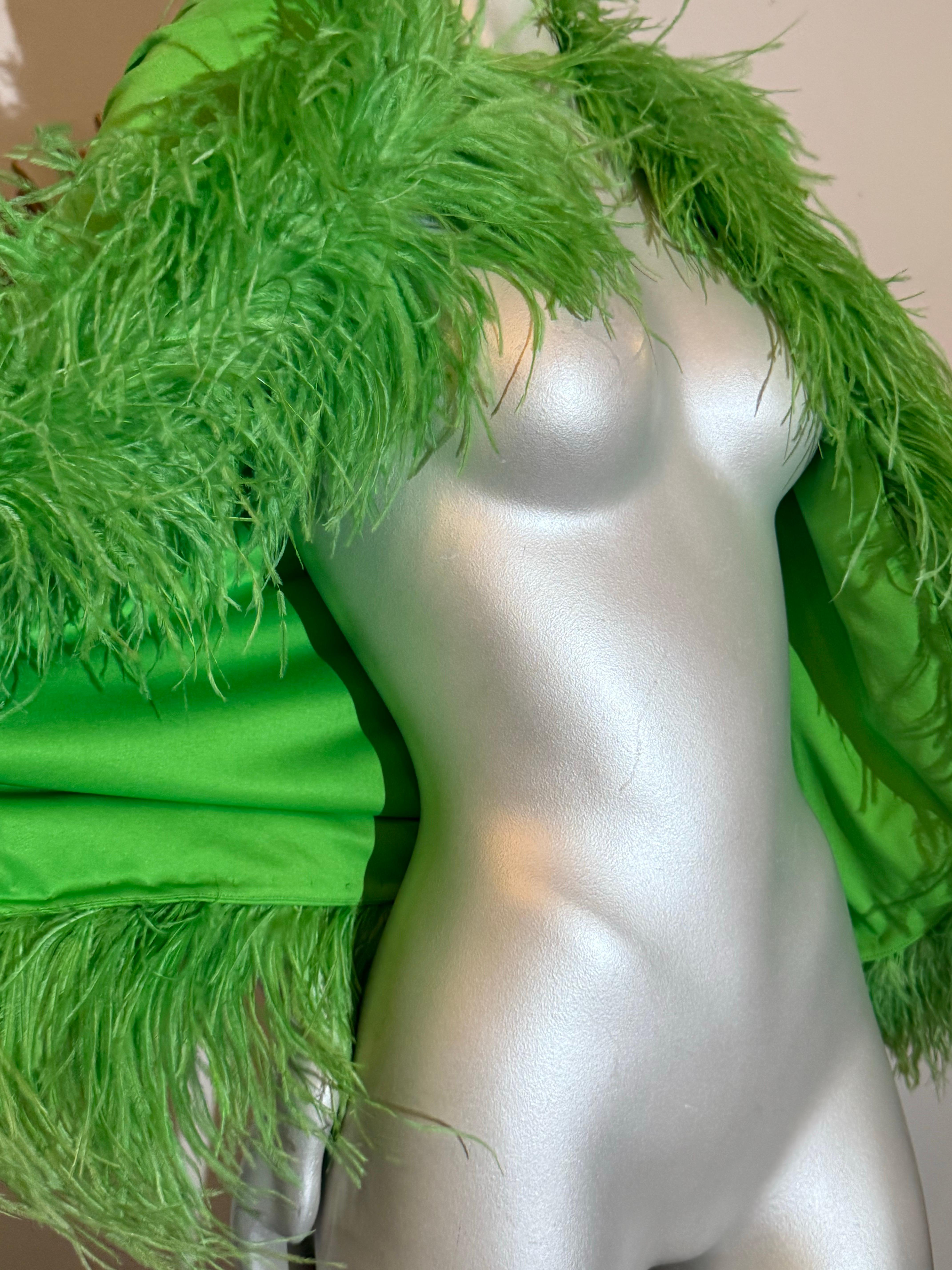 Leo Narducci, anni '60, giacca in maglia Greene & Greene, con rifiniture in piume di struzzo. in vendita 7
