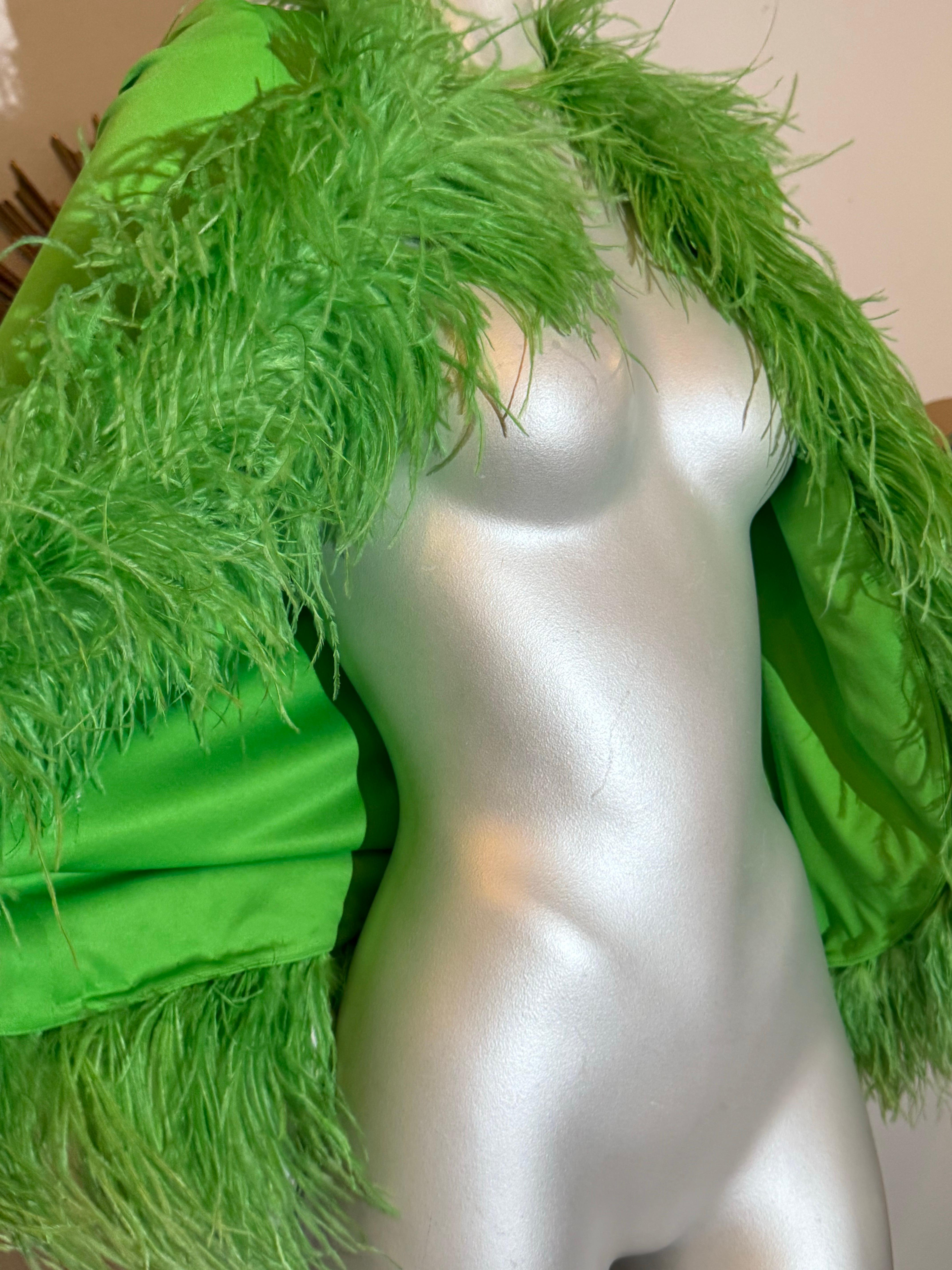 Leo Narducci, anni '60, giacca in maglia Greene & Greene, con rifiniture in piume di struzzo. in vendita 8