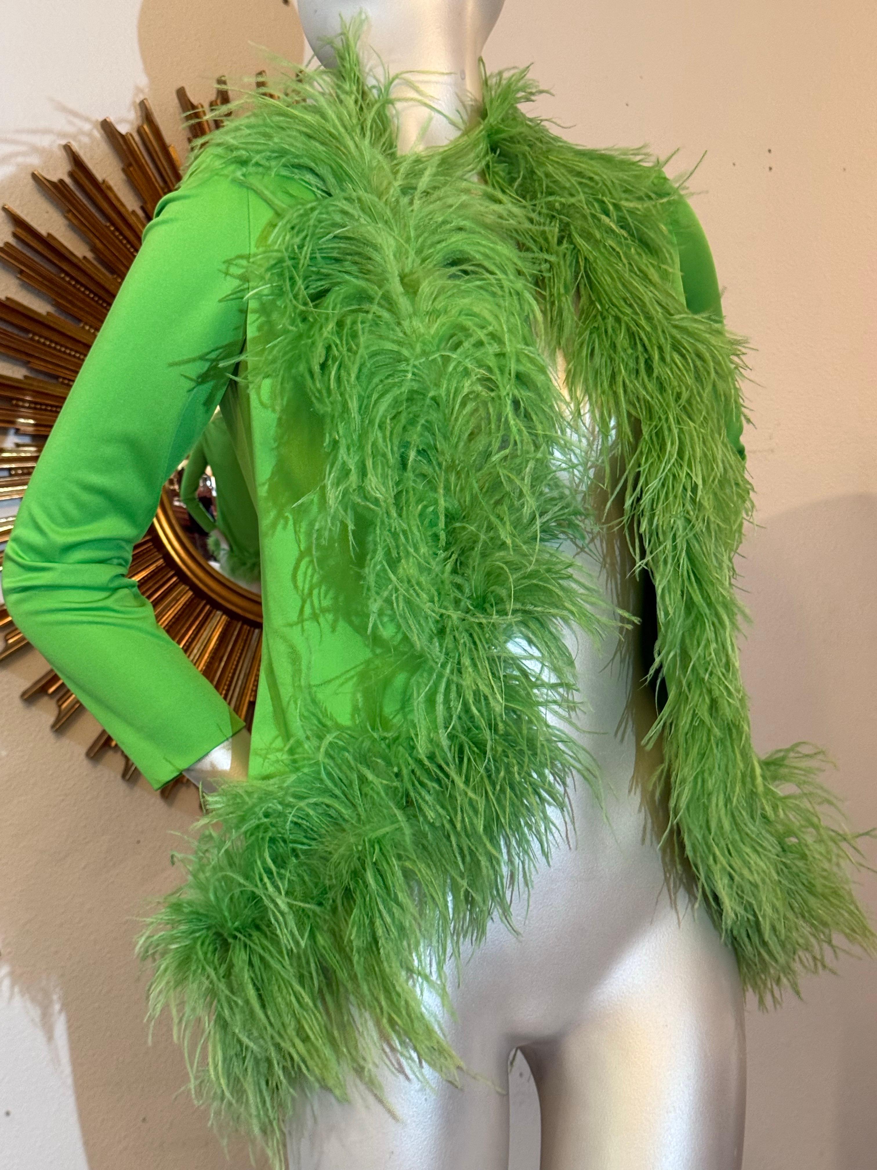 Leo Narducci, anni '60, giacca in maglia Greene & Greene, con rifiniture in piume di struzzo. In condizioni ottime in vendita a Gresham, OR