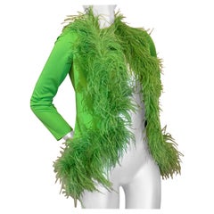 Leo Narducci, anni '60, giacca in maglia Greene & Greene, con rifiniture in piume di struzzo.