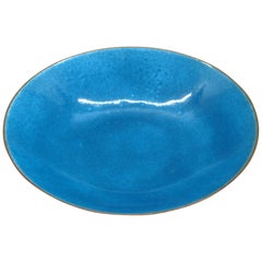 1960s Leon Statham Modernist Turquoise Blue Enamel on Copper Bowl