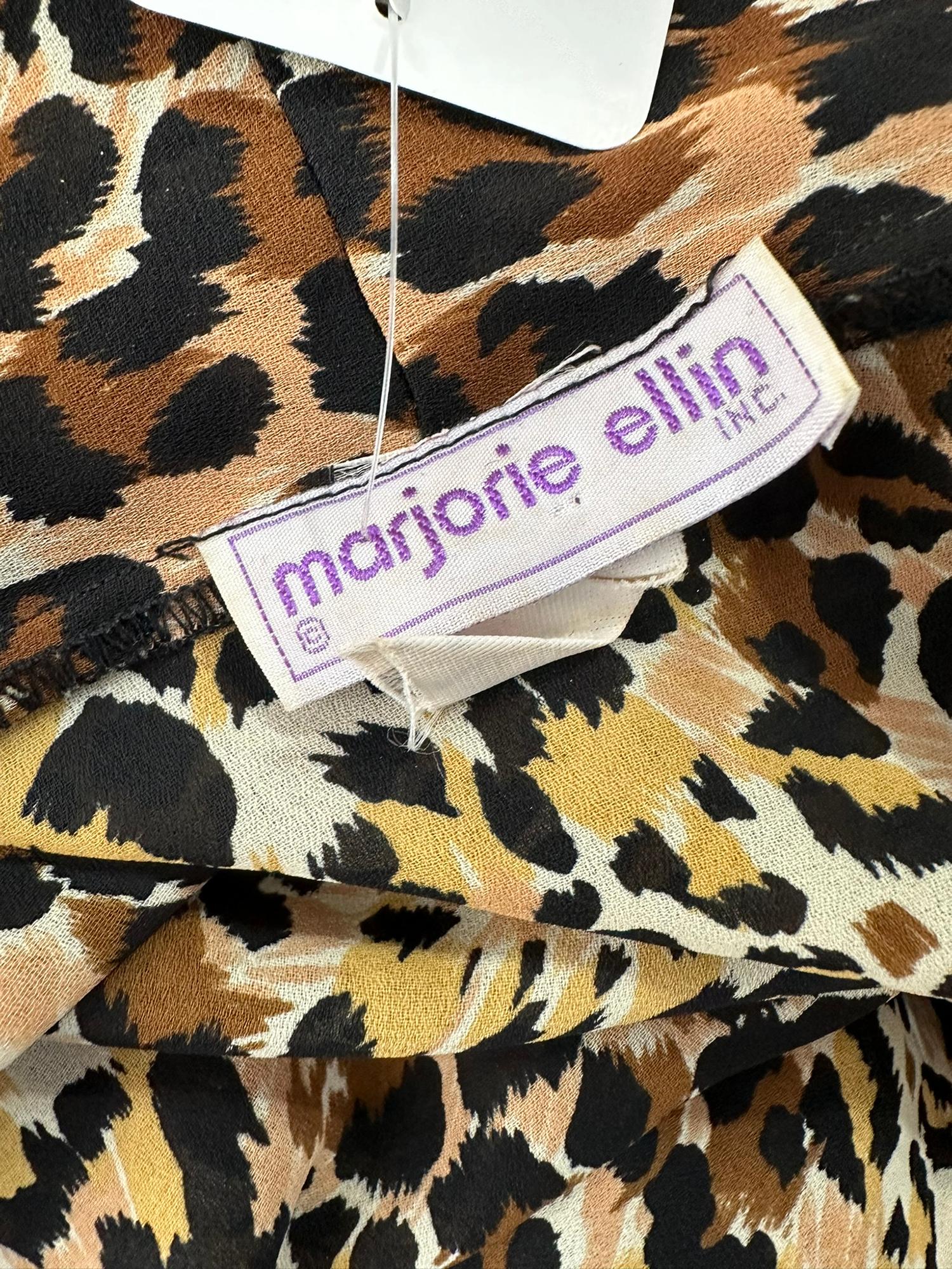 1960er Jahre Leopard Pint Crepe Kaftan Robe von Marjorie Ellin Inc.  im Angebot 8