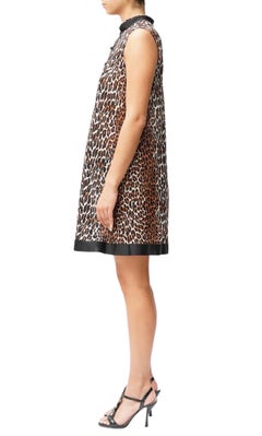1960S Leopard Print Nylon Tricot Jersey Mod Slip Dress Negligee