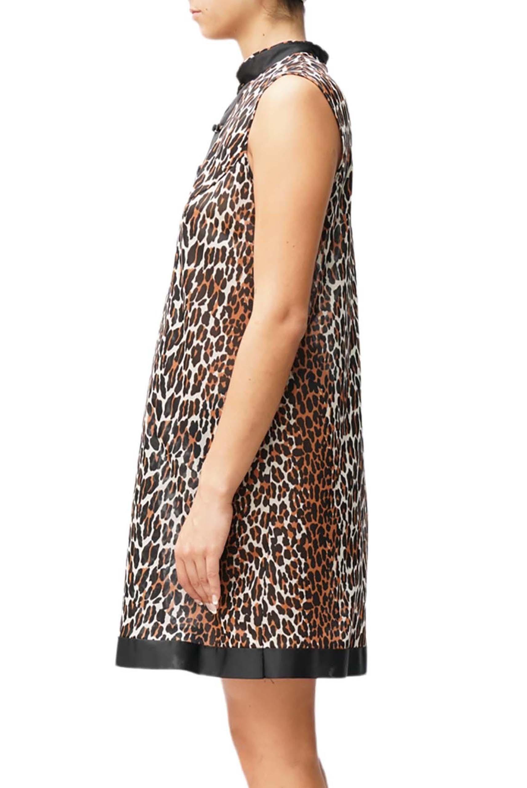 Women's 1960S Leopard Print Nylon Tricot Jersey Mod Slip Dress Negligee For Sale