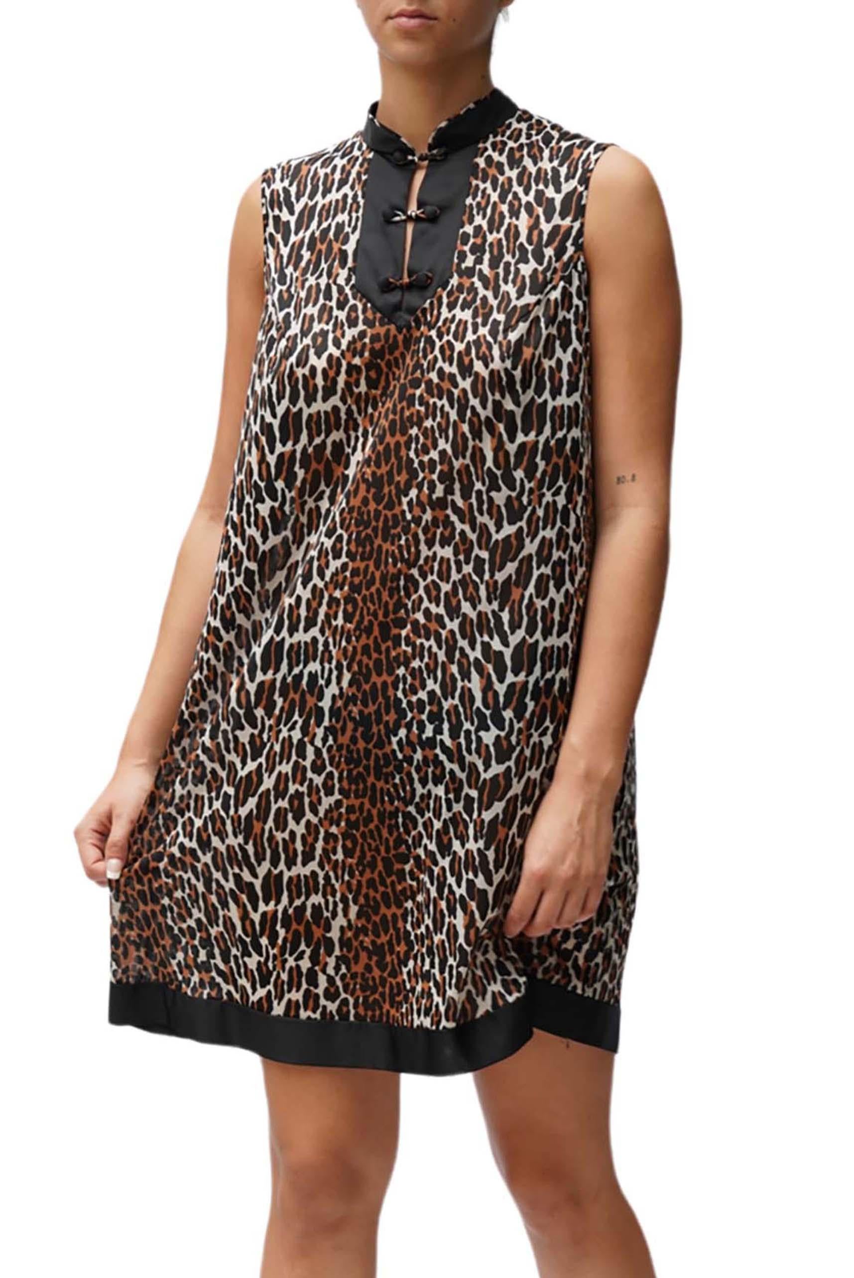 1960S Leopard Print Nylon Tricot Jersey Mod Slip Dress Negligee For Sale 2