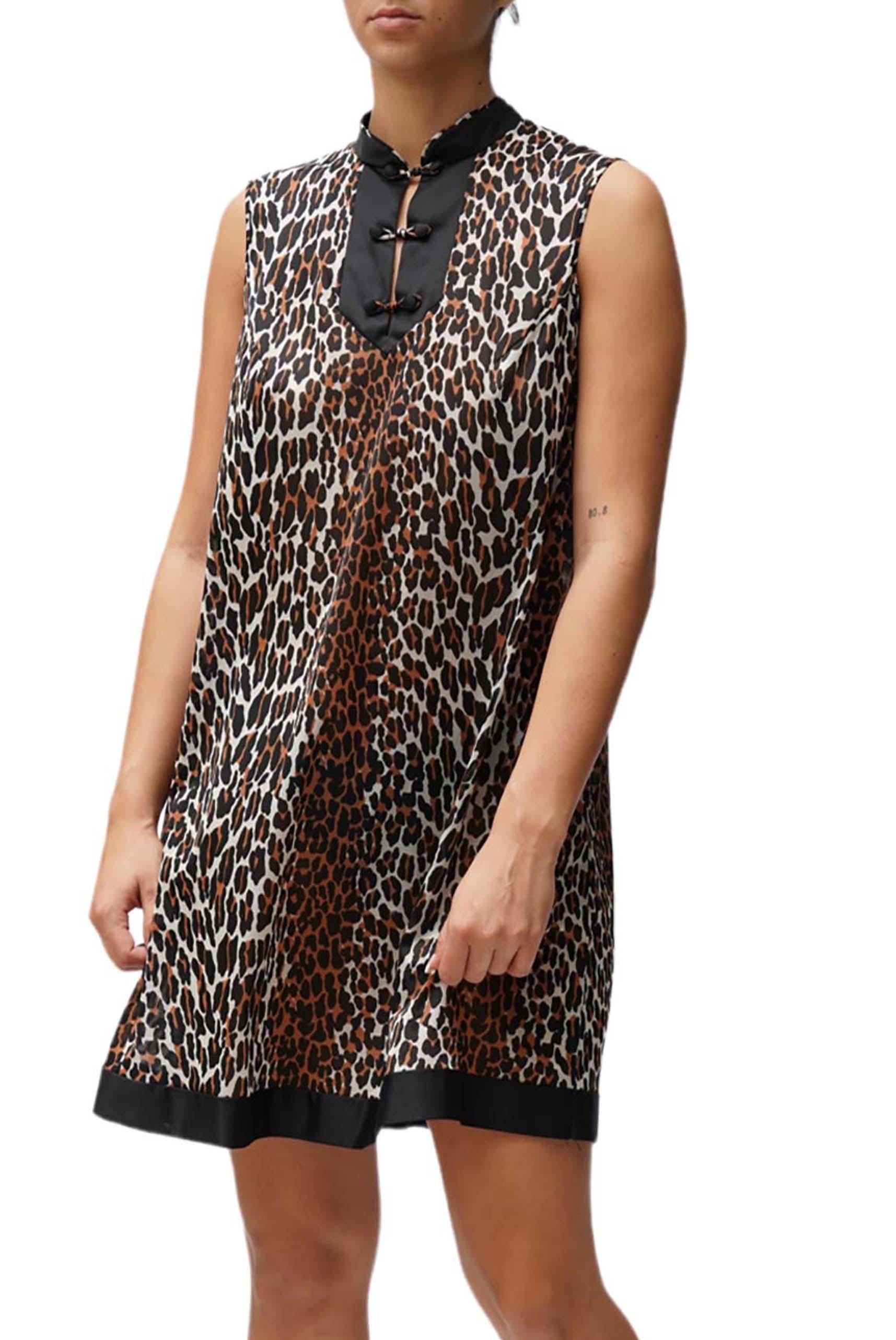 1960S Leopard Print Nylon Tricot Jersey Mod Slip Dress Negligee For Sale 5