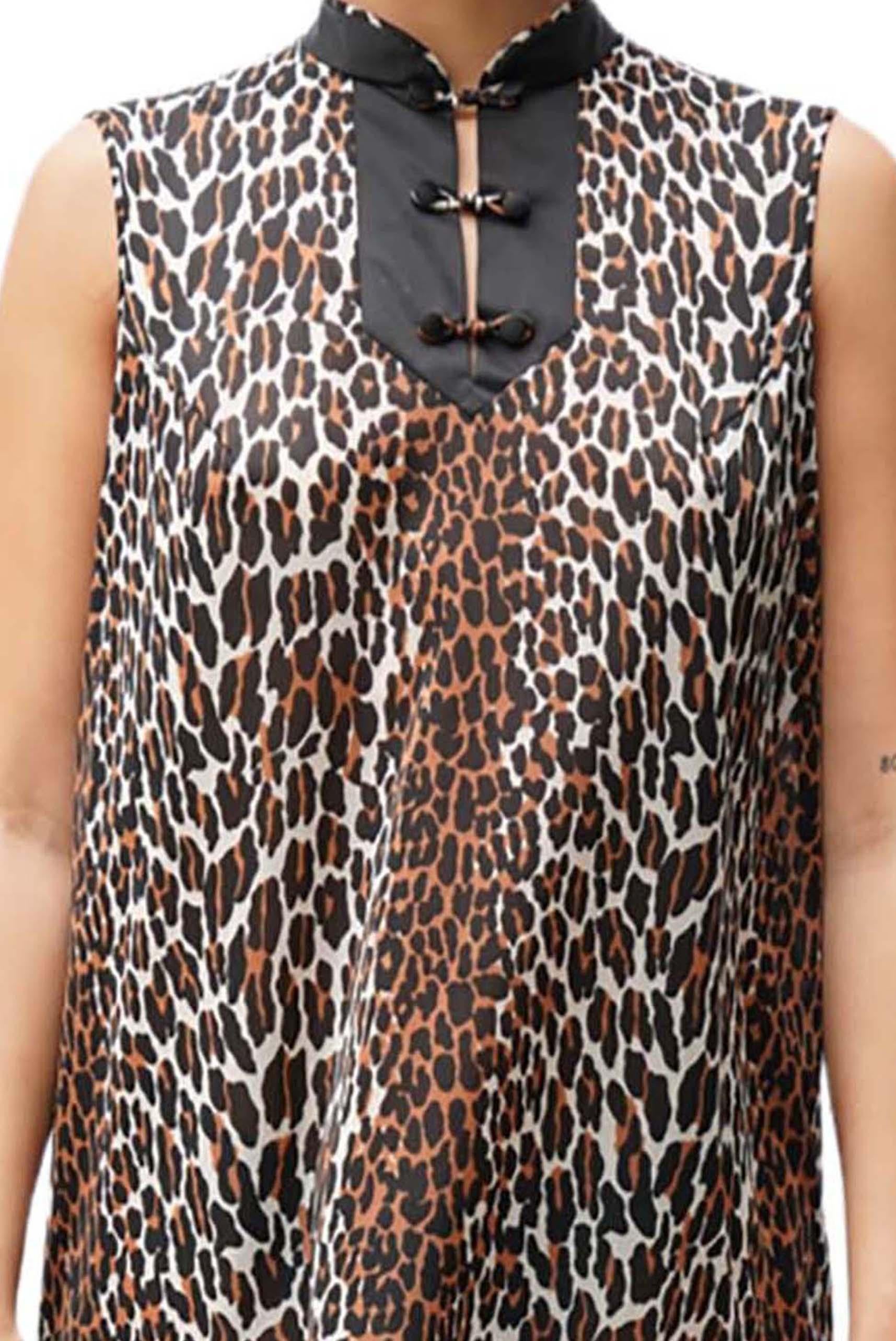 1960S Leopard Print Nylon Tricot Jersey Mod Slip Dress Negligee For Sale 6