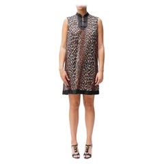 Leopard Print Nylon Tricot Jersey Mod Slip Kleid Negligee 1960er Jahre mit Leopardenmuster