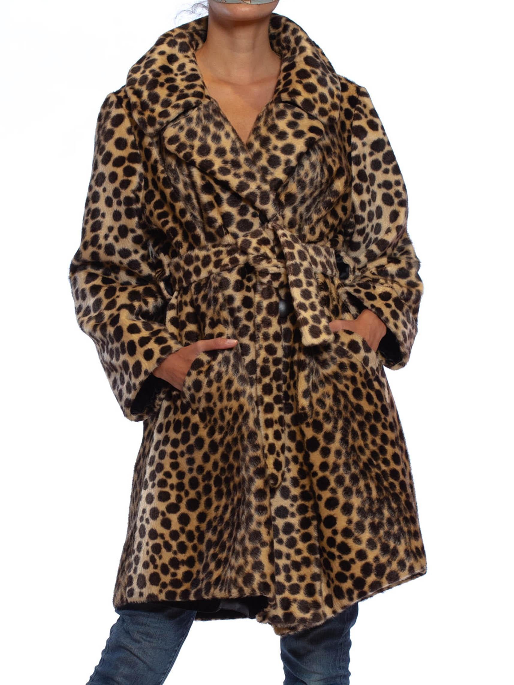 Women's 1960'S Leopard Print Wool Blend Faux Fur Cheetah Spot Coat