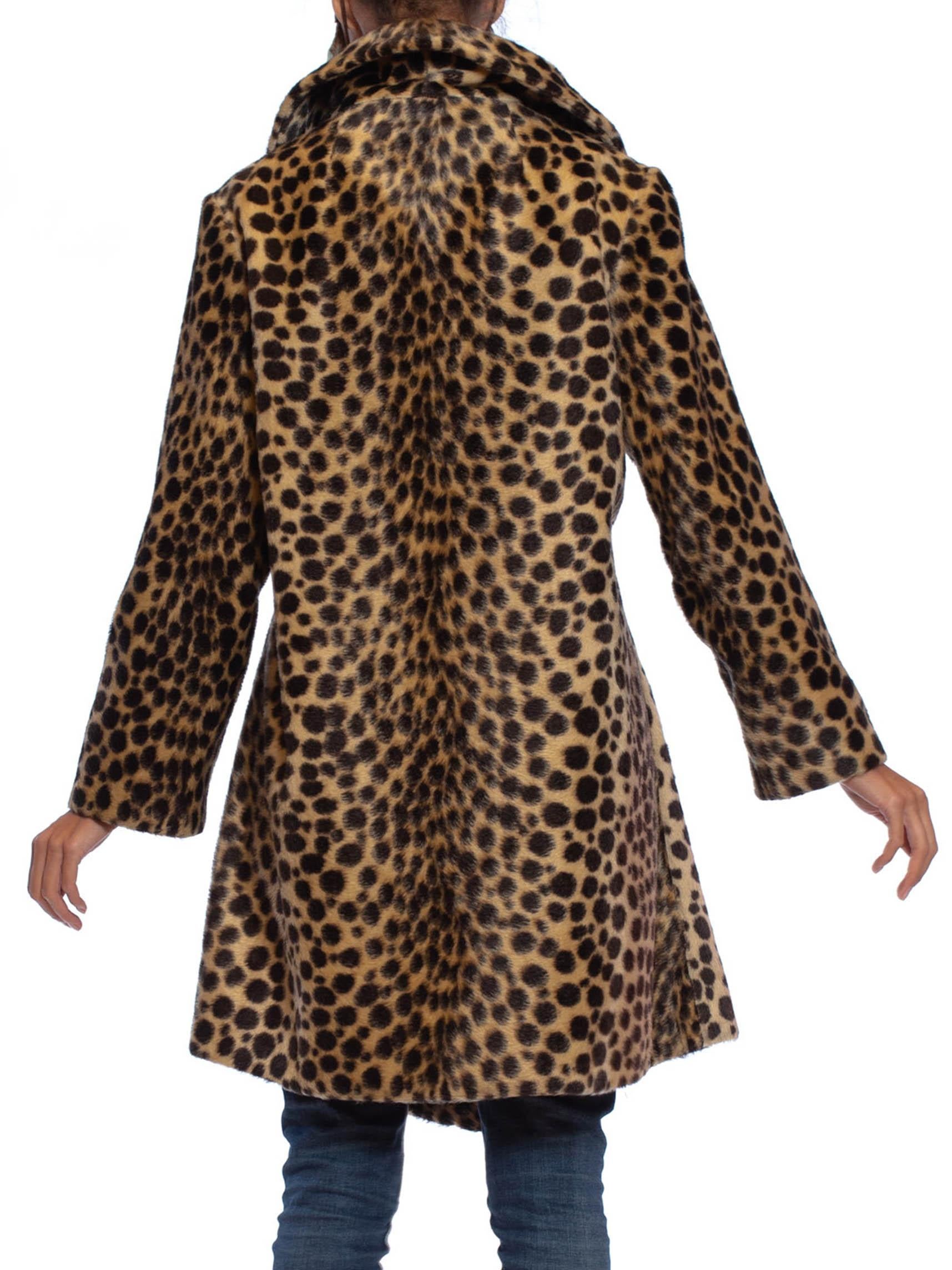 1960'S Leopard Print Wool Blend Faux Fur Cheetah Spot Coat 1