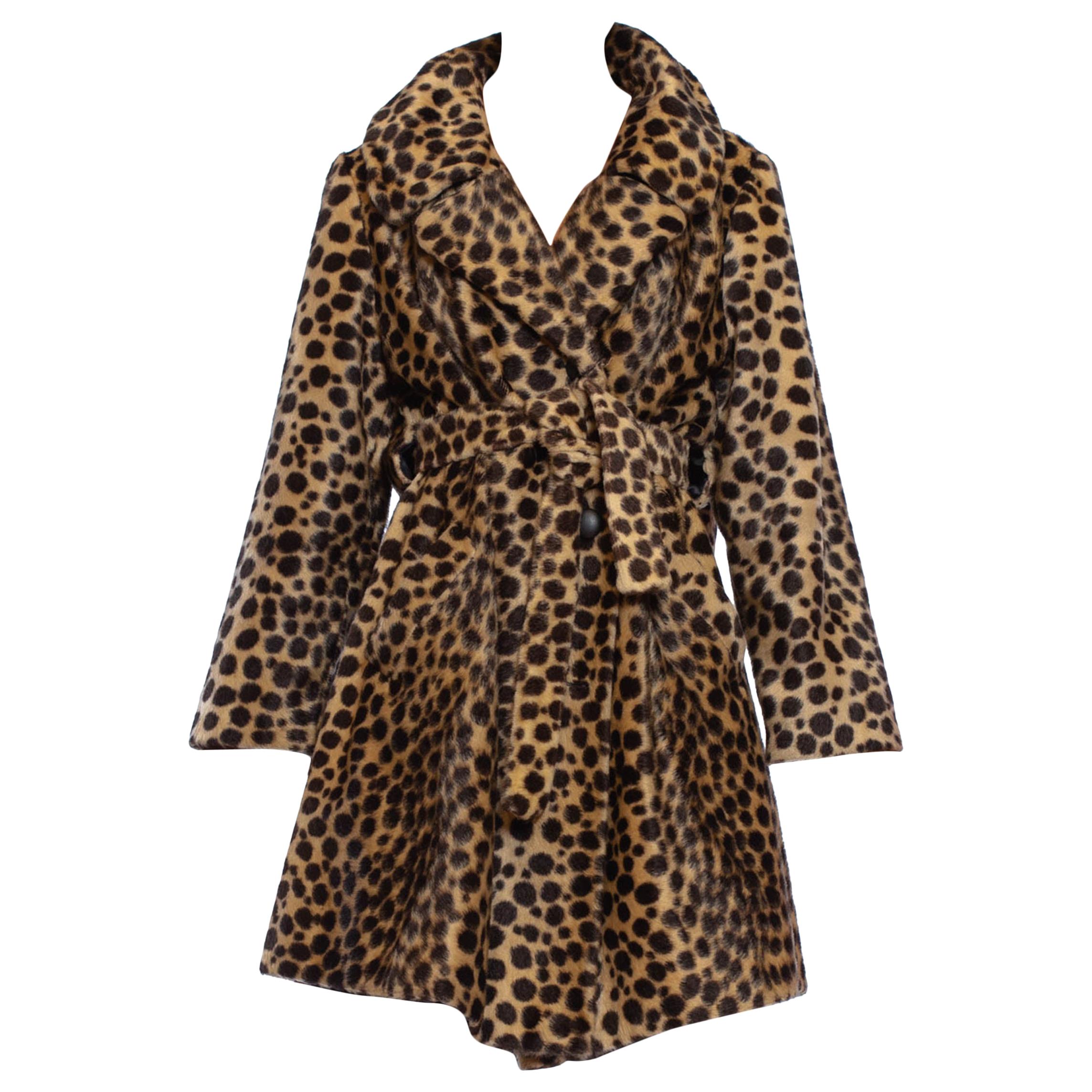 1960'S Leopard Print Wool Blend Faux Fur Cheetah Spot Coat