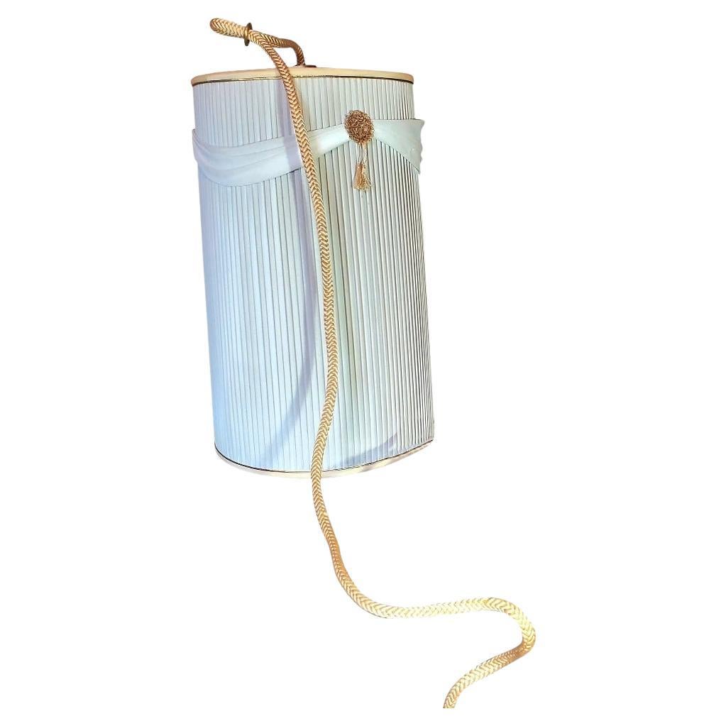 1960s Leviton Pleated Drum Pendant Swag Lamp For Sale