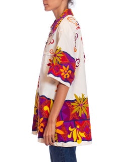 1960er LIBERTY HOUSE Baumwolle Herren Aloha Hemd mit Reißverschluss Strandjacke