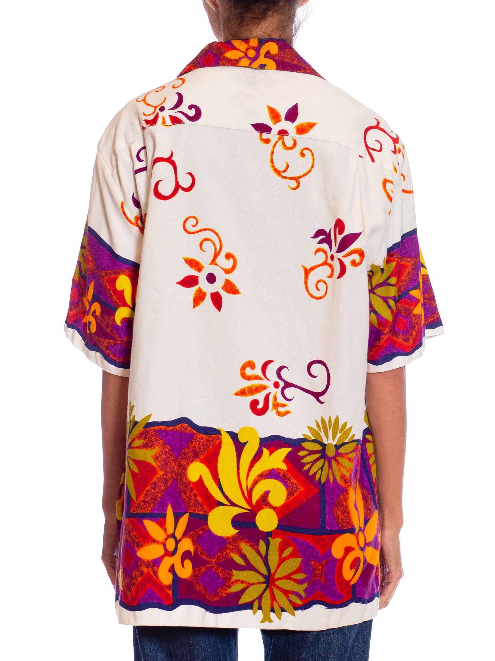 LIBERTY HOUSE - Chemise de plage à fermeture éclair Aloha en coton pour hommes des années 1960 Pour hommes en vente