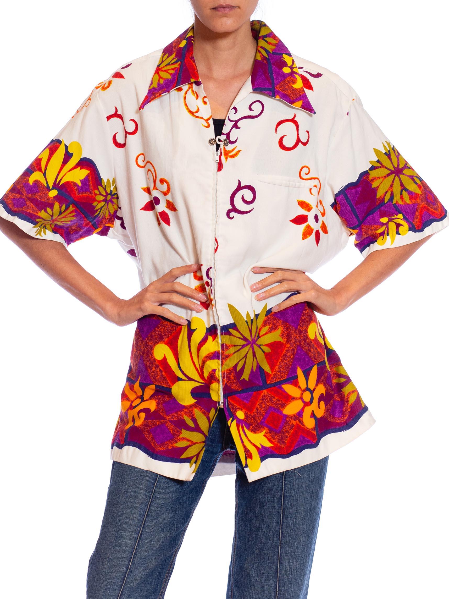 1960er LIBERTY HOUSE Baumwolle Herren Aloha Hemd mit Reißverschluss Strandjacke im Angebot 3