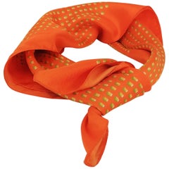 1960's Liberty of London Orange Printed Silk Scarf
