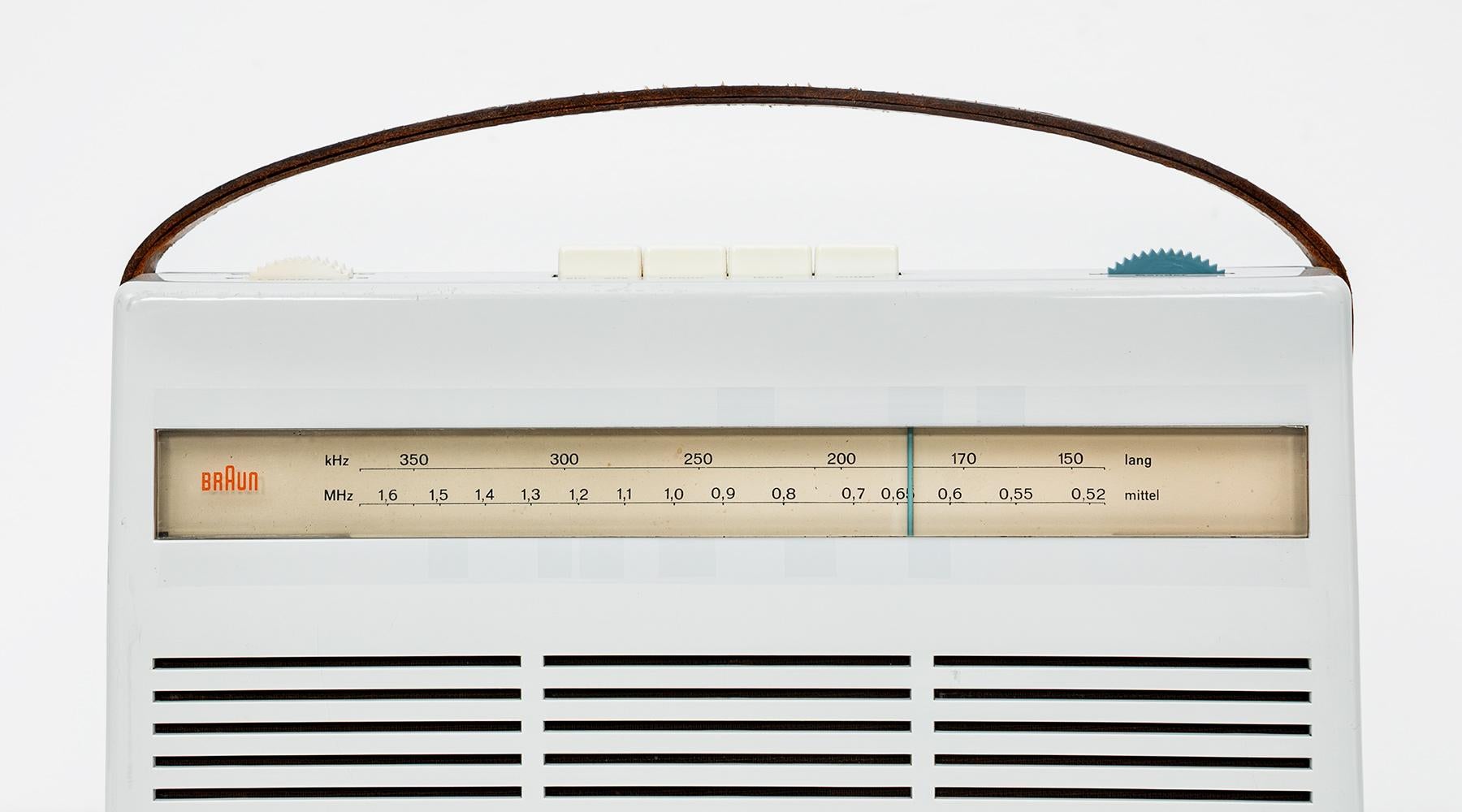 Leather 1960s Light Beige Portable Radio by Dieter Rams, Made in Germany